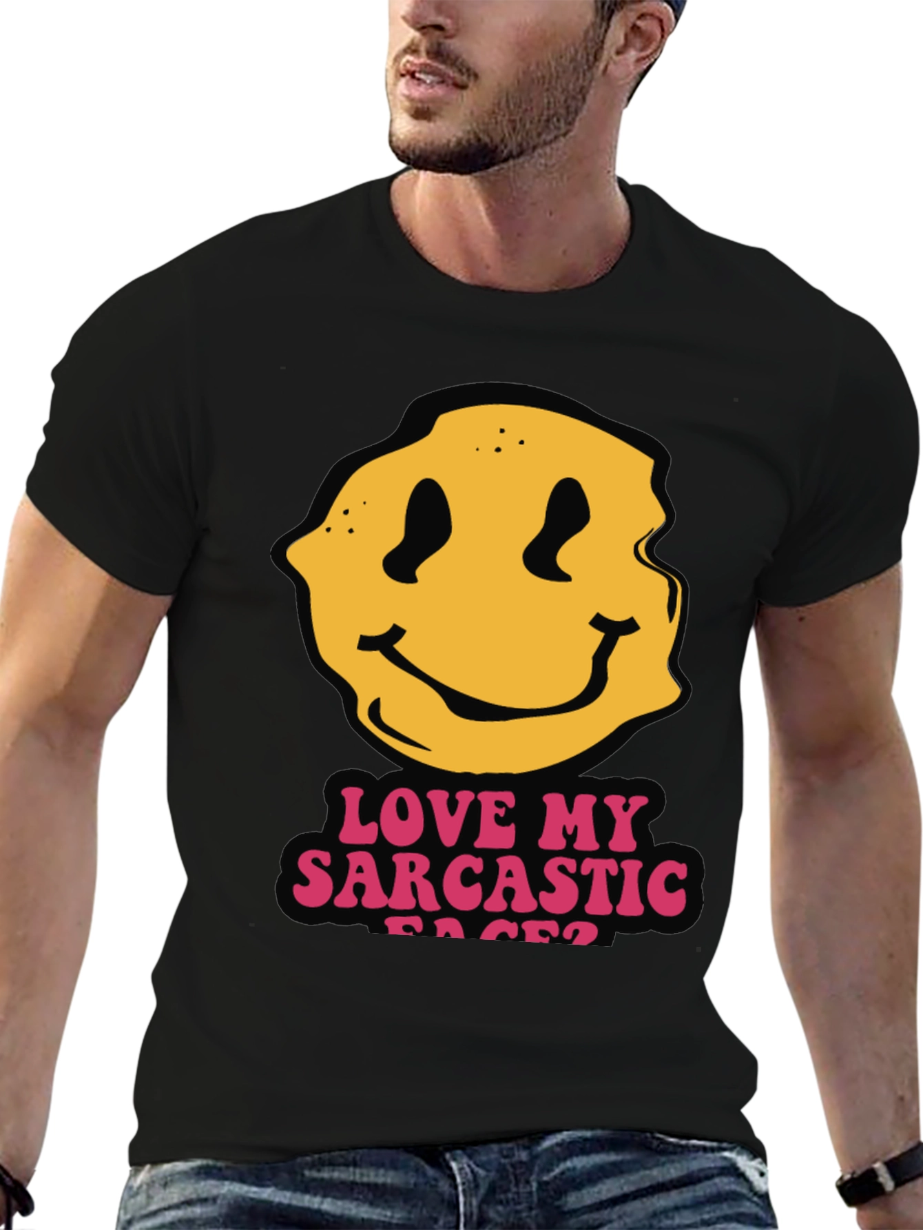 Black Sarcastic Faces Black T-Shirt - Funny Graphic Tee view 6