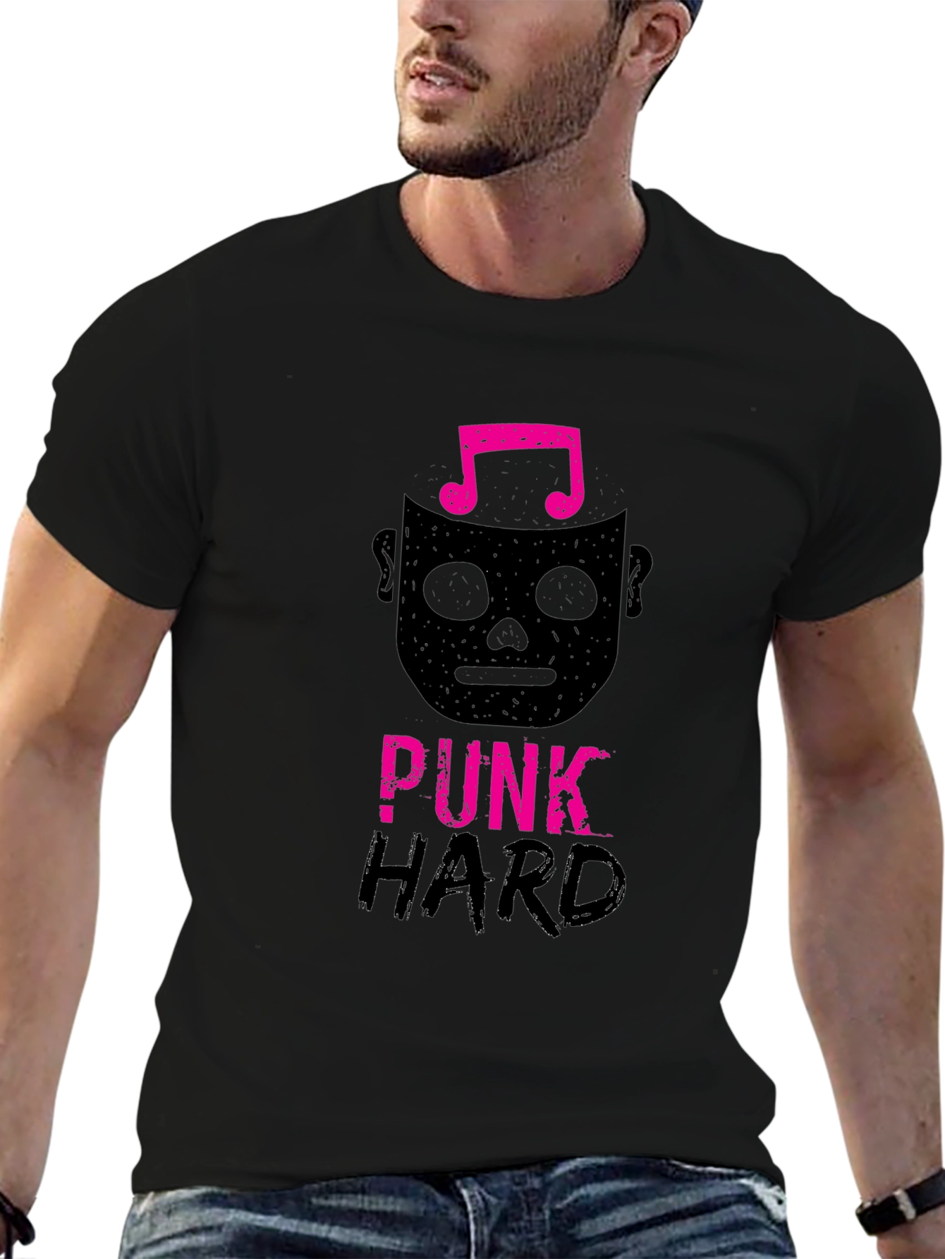 Black Punk Hard Graphic Tee - Black view 6