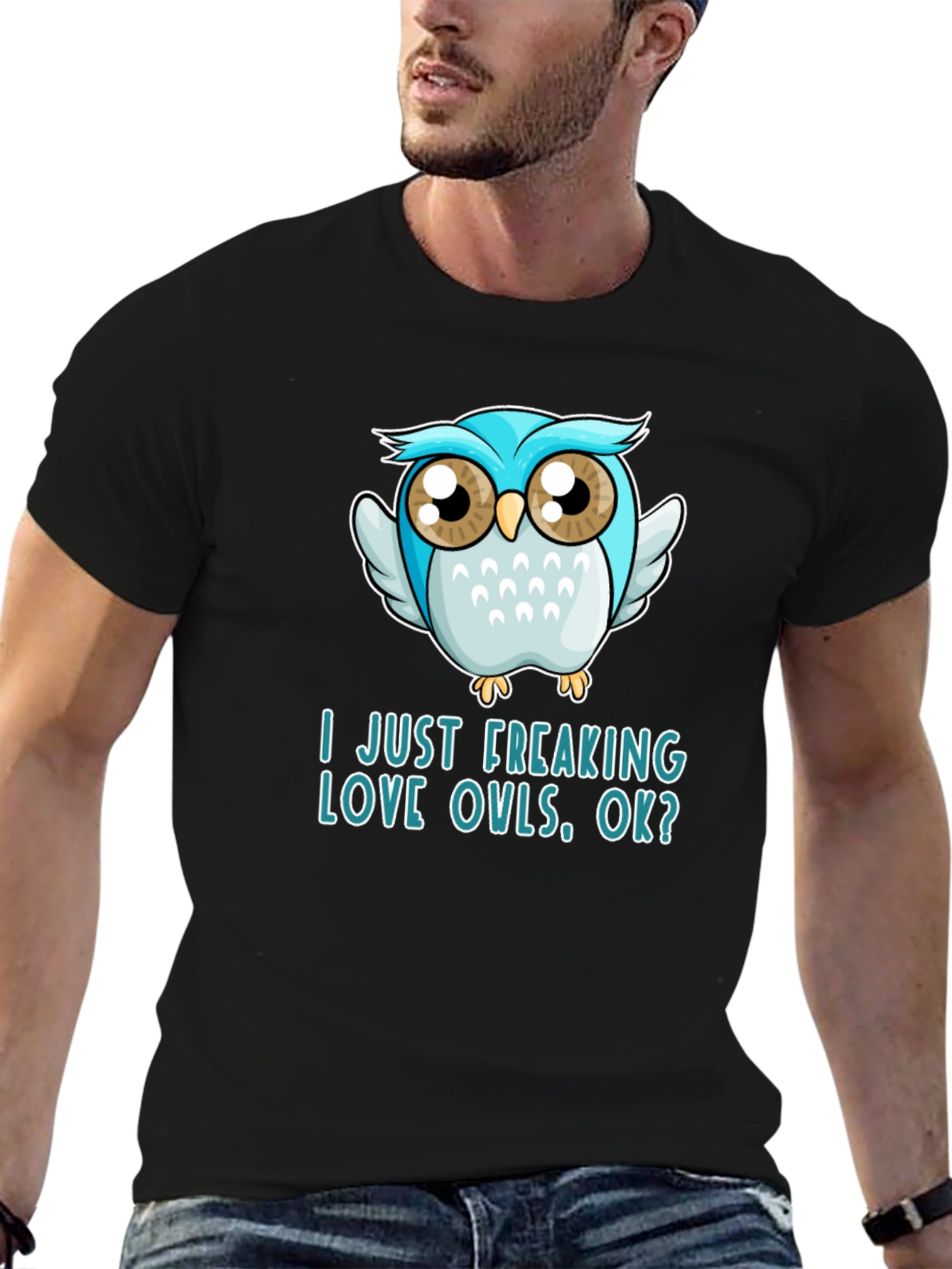 Black I Just Freaking Love Owls T-Shirt view 6