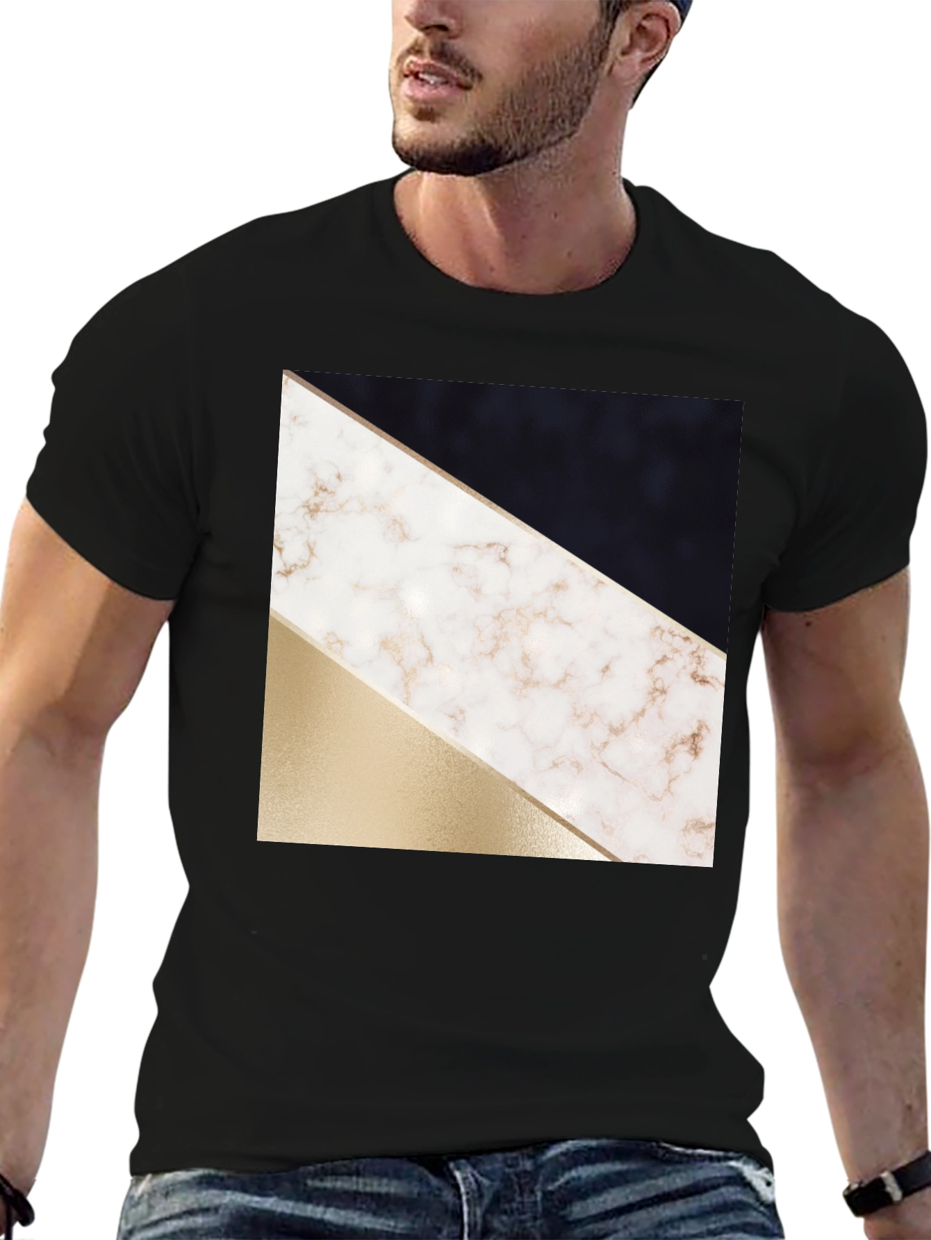 Black Abstract Geometric T-Shirt view 6