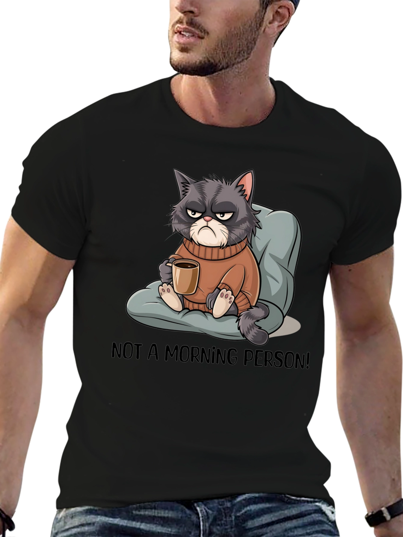 Grumpy Cat Coffee T-Shirt - Not a Morning Person! - 6