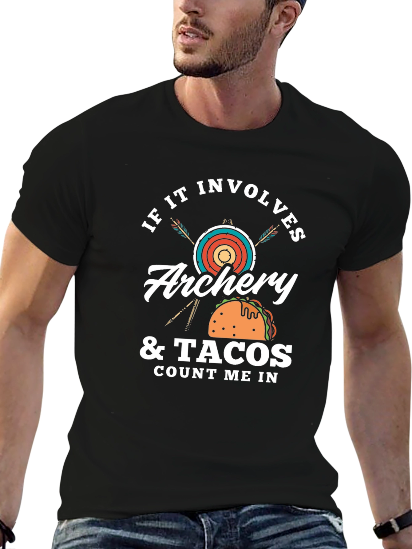 Black Archery & Tacos Men's T-Shirt - Count Me In view 6