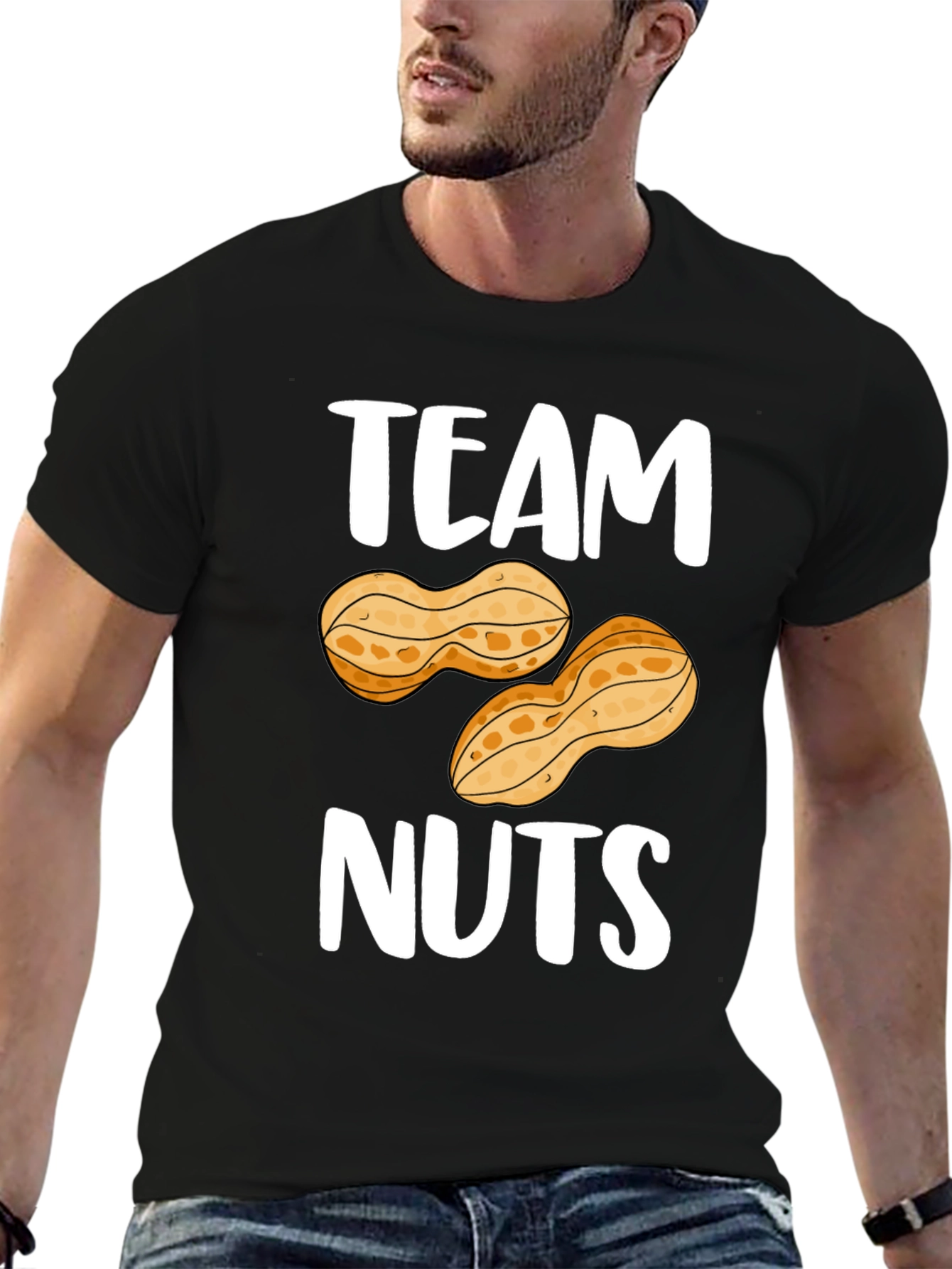 Black Team Nuts Graphic T-Shirt - Funny Peanut Tee view 6