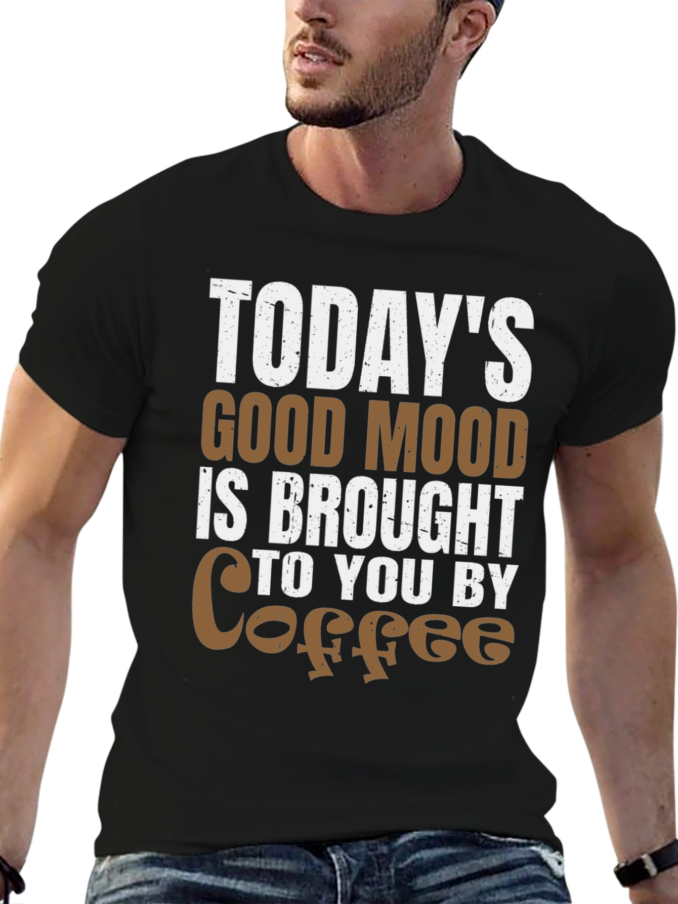 Black Today's Good Mood Coffee T-Shirt view 6