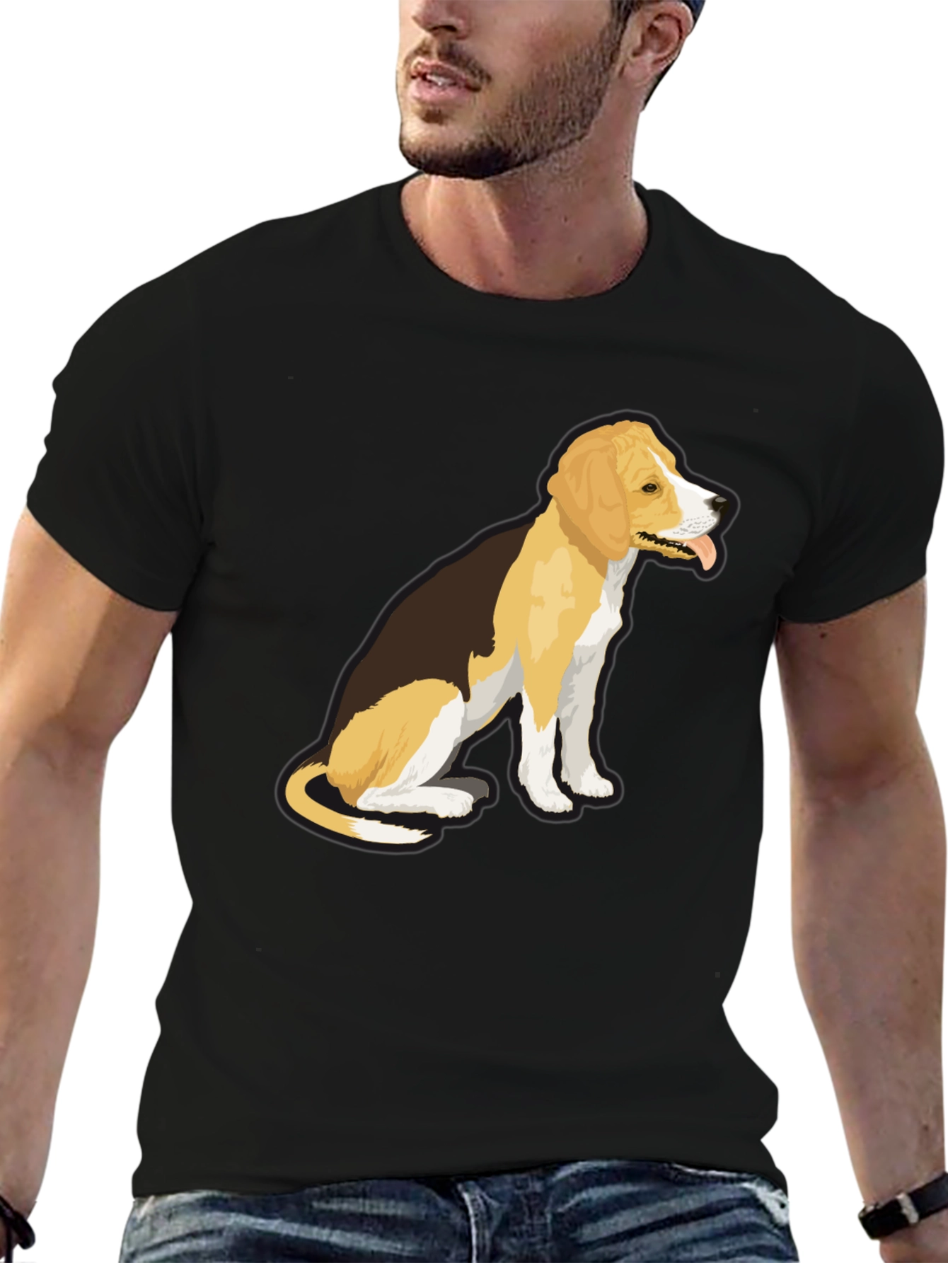 Black Dog Graphic T-Shirt - Black, Casual Wear view 6