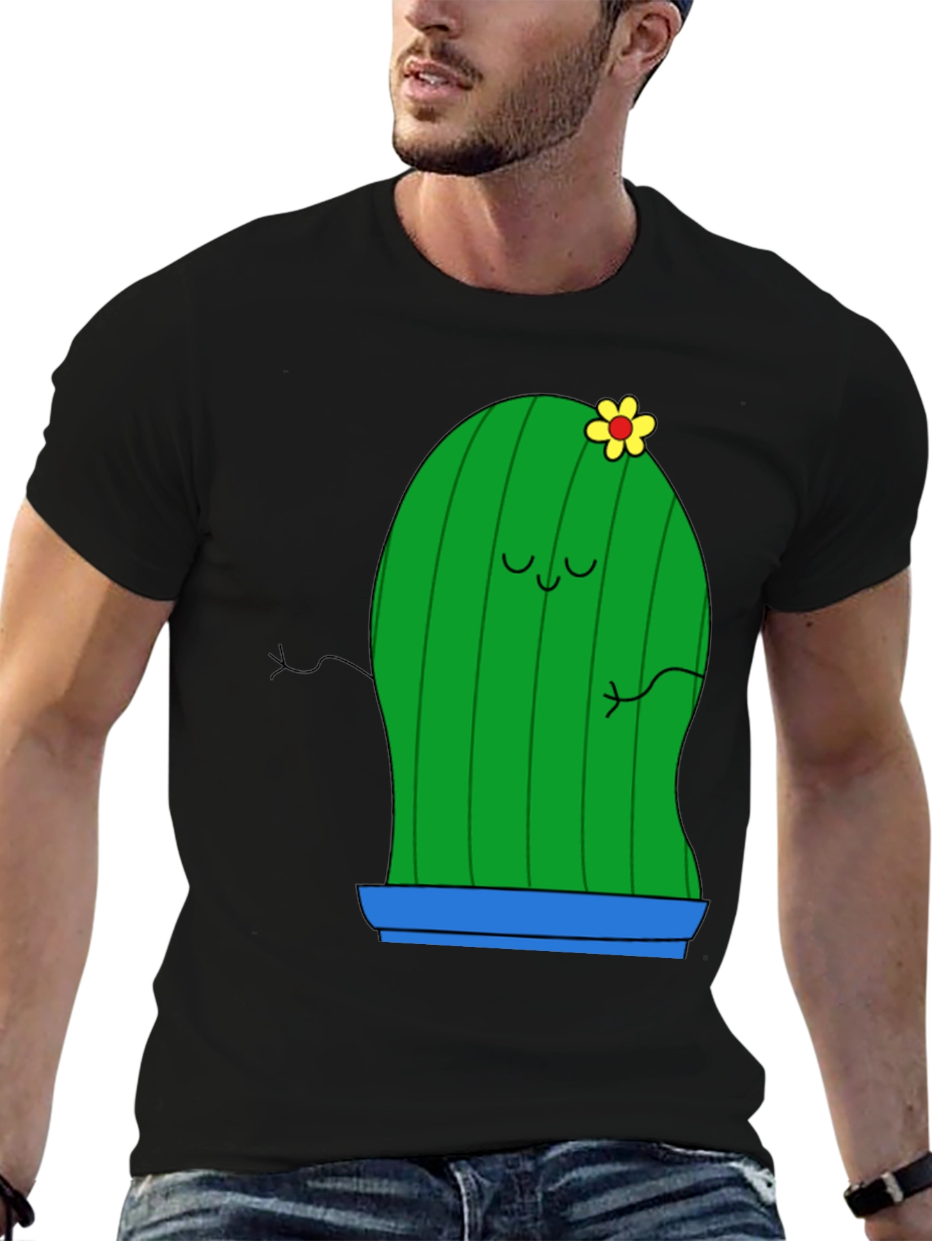 Cute Cactus Graphic Tee - Unisex Black T-Shirt - 6