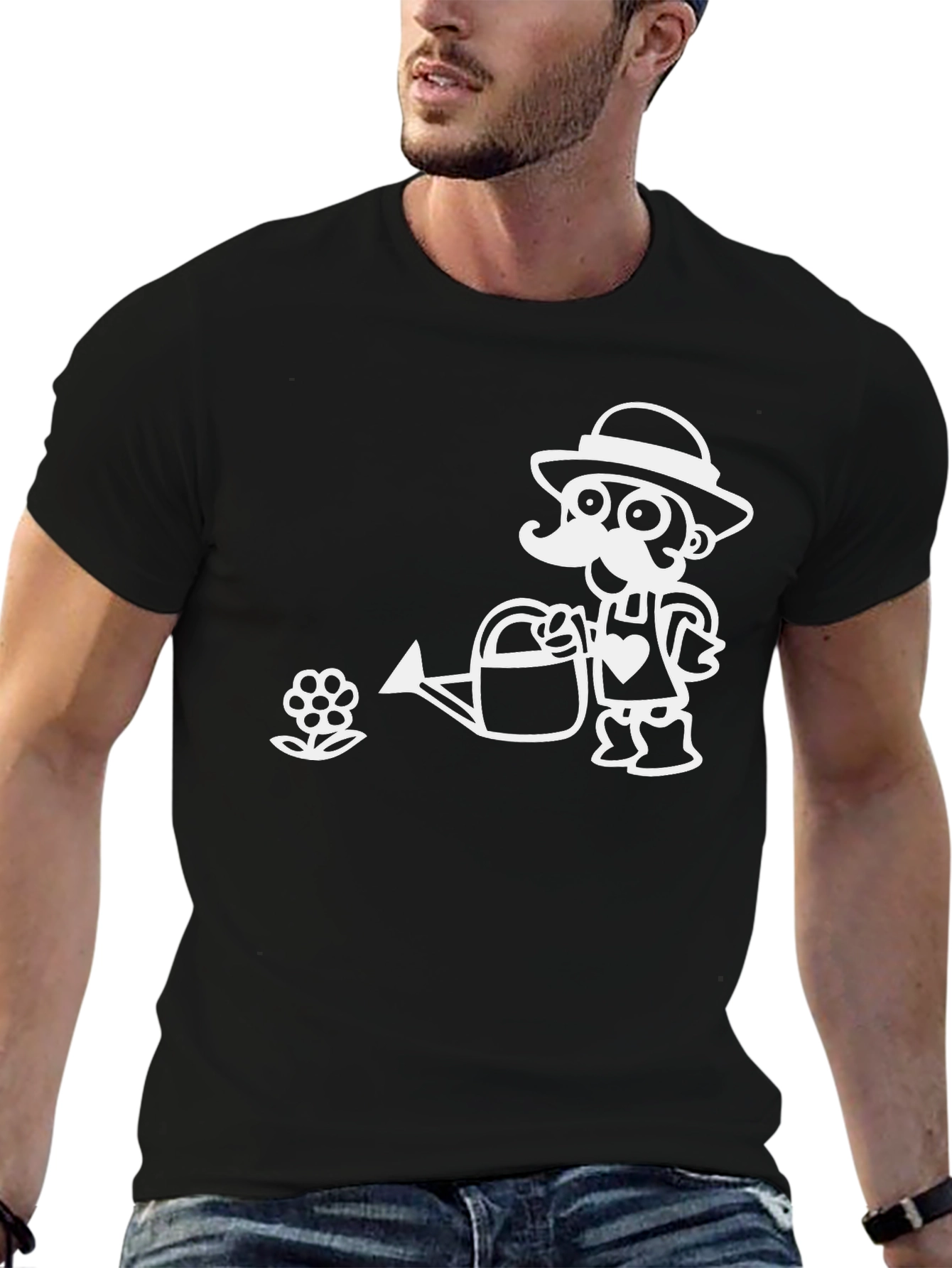 Black Gardener Graphic T-Shirt - Whimsical Design view 6