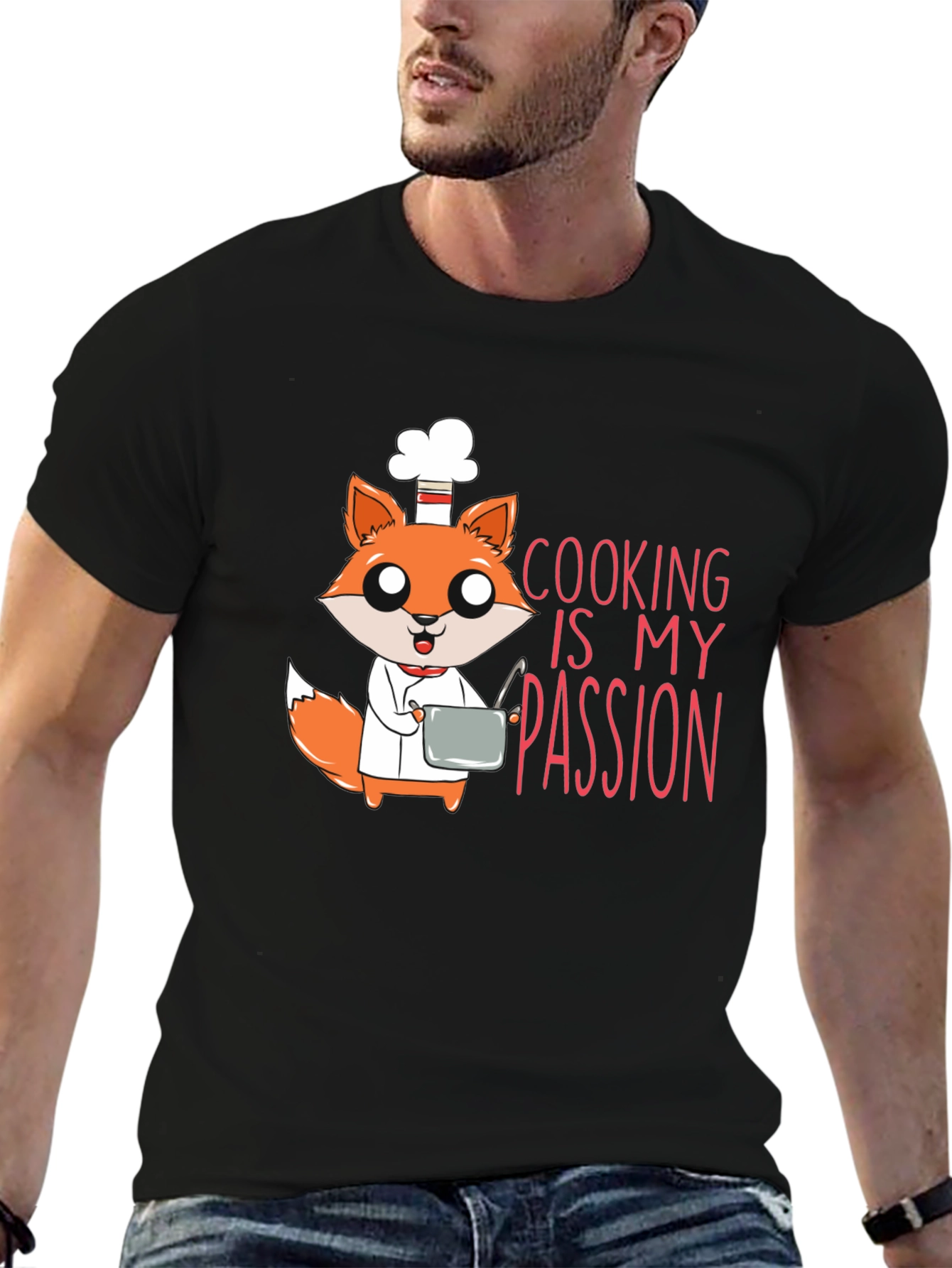 Black Chef Fox T-Shirt - Cooking Is My Passion view 6