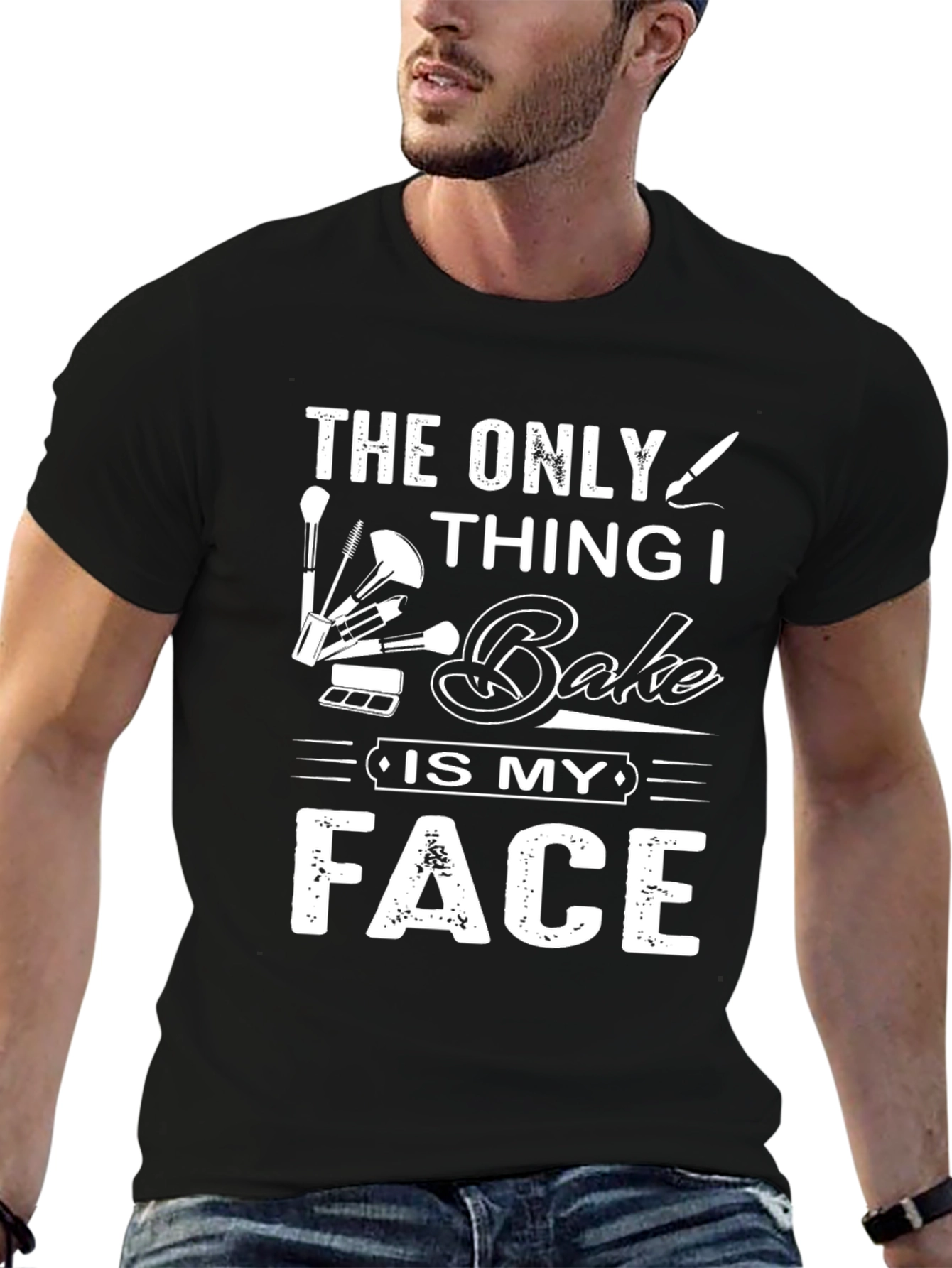 Black Funny Makeup Artist T-Shirt - The Only Thing I Bake view 6