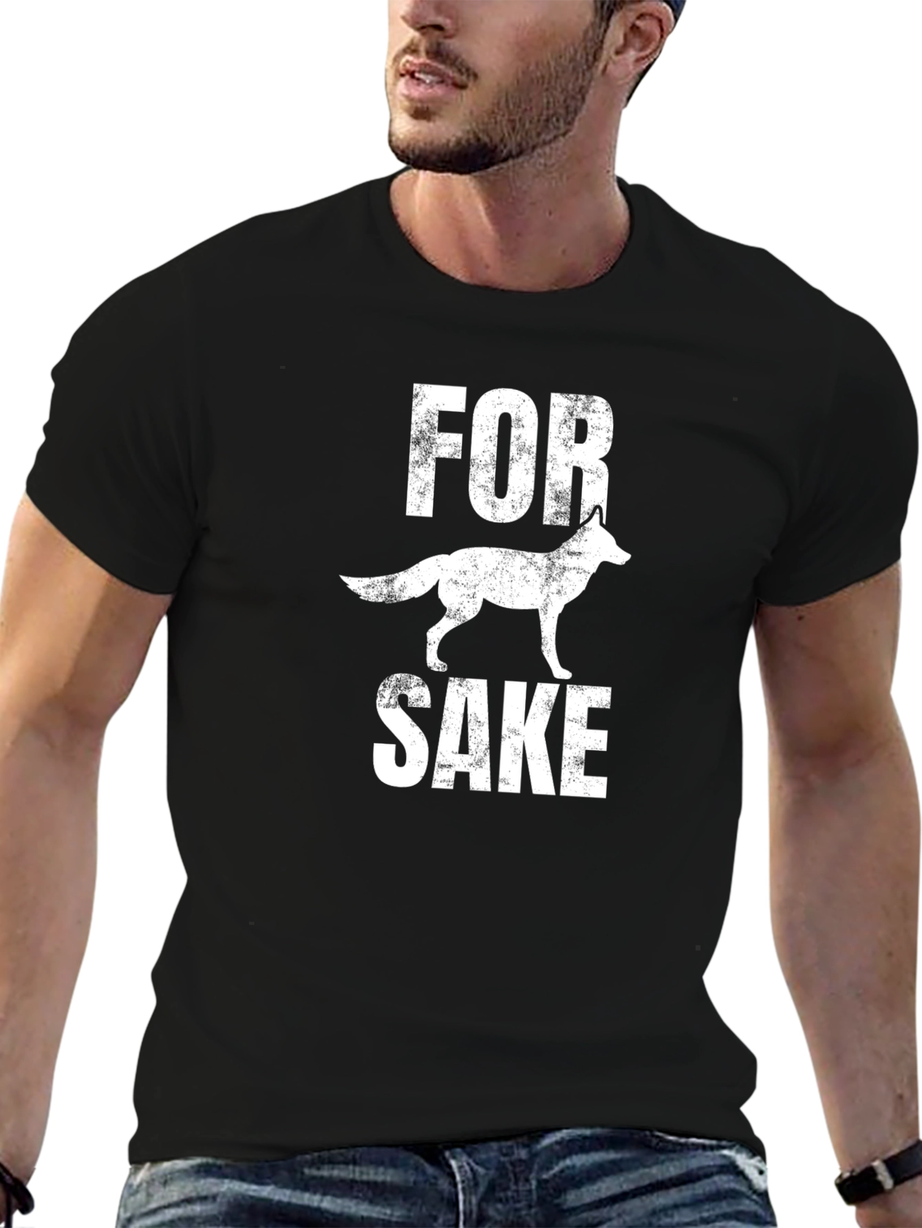 Black For Fox Sake Men's Black Graphic Tee view 6