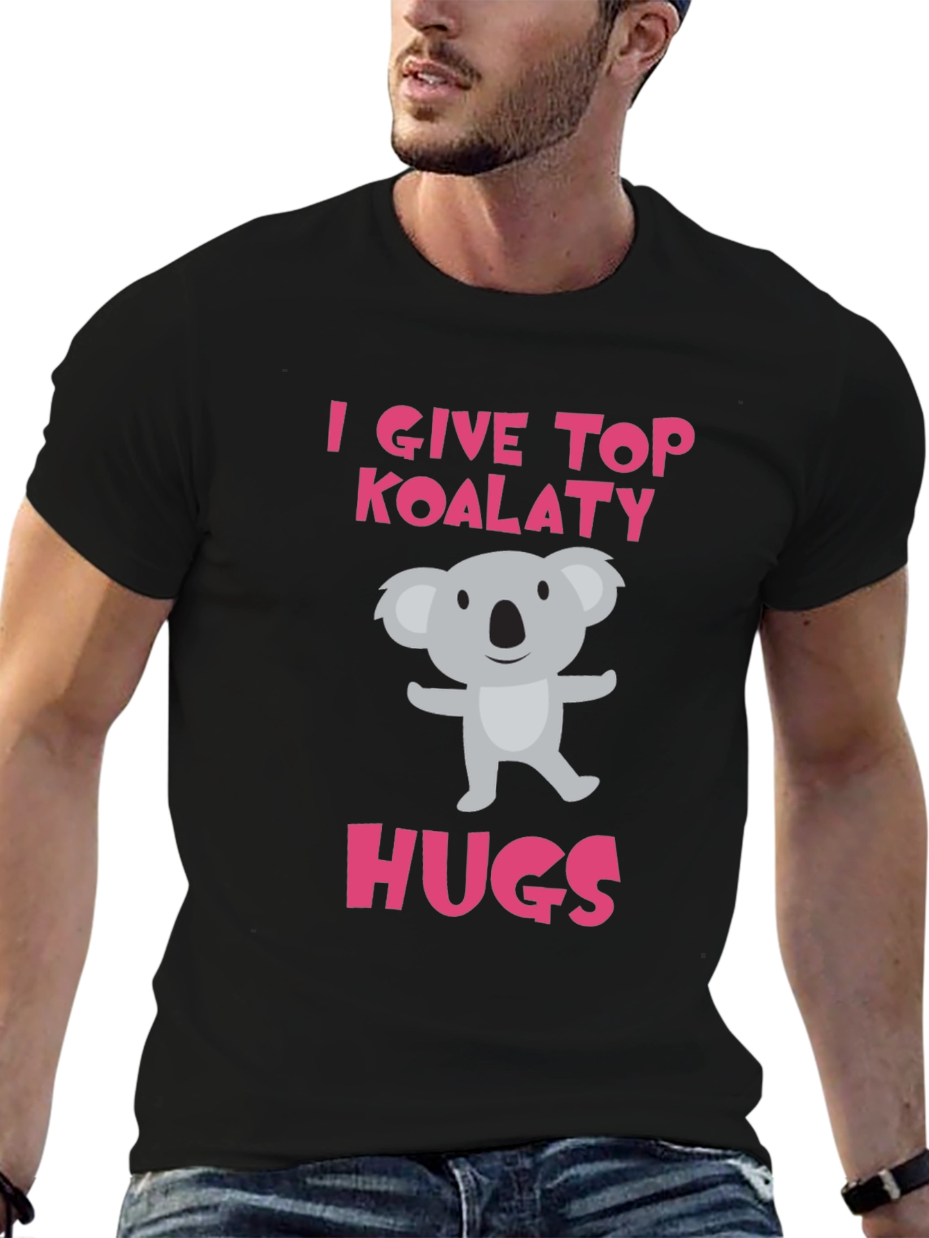 Black Koala-ty Hugs T-Shirt - Cute Animal Tee view 6