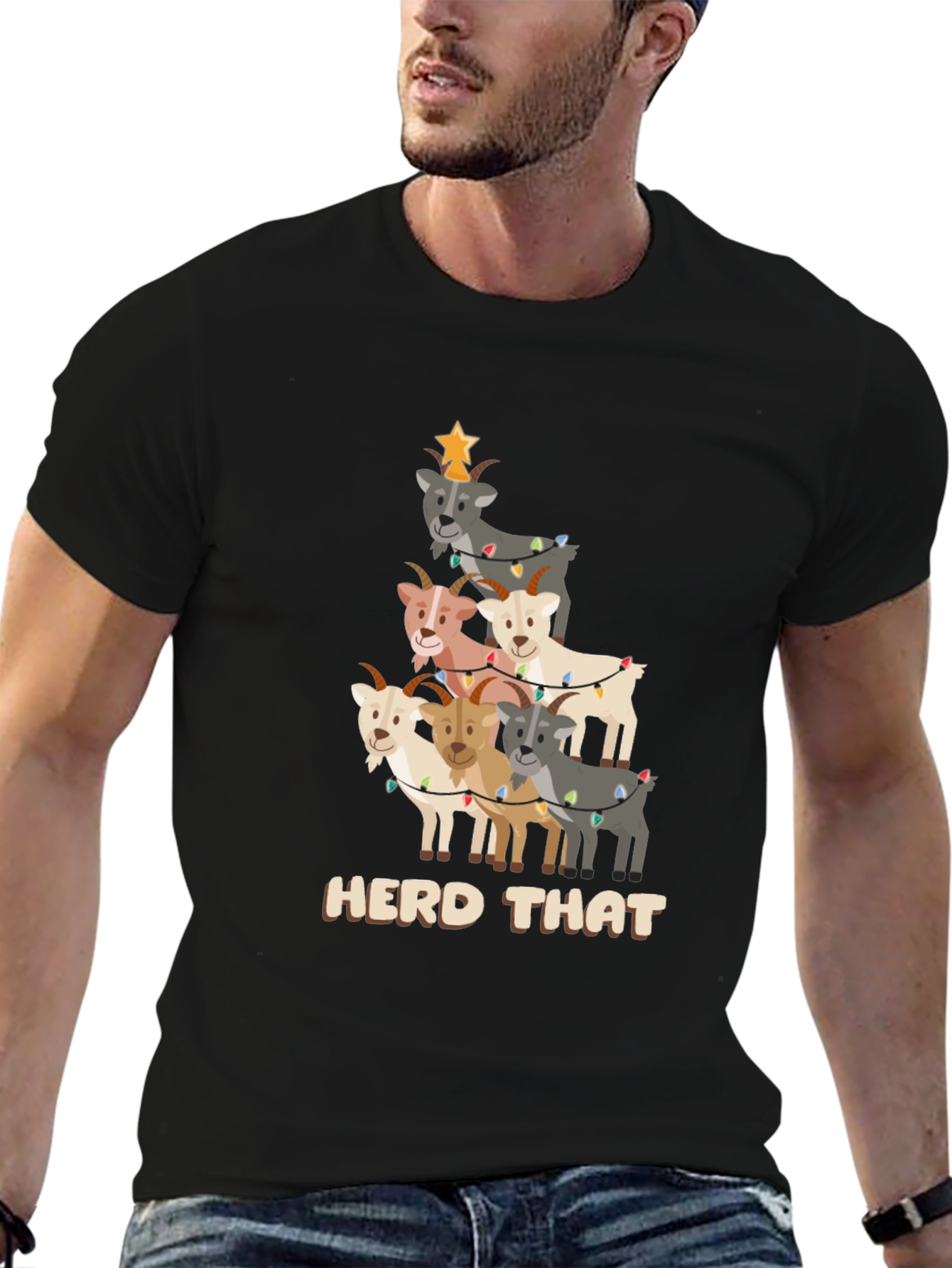 Black Herd That Christmas Goat T-Shirt view 6