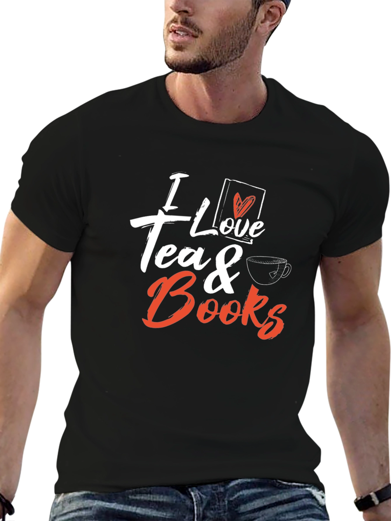 Black I Love Tea & Books Graphic T-Shirt view 6