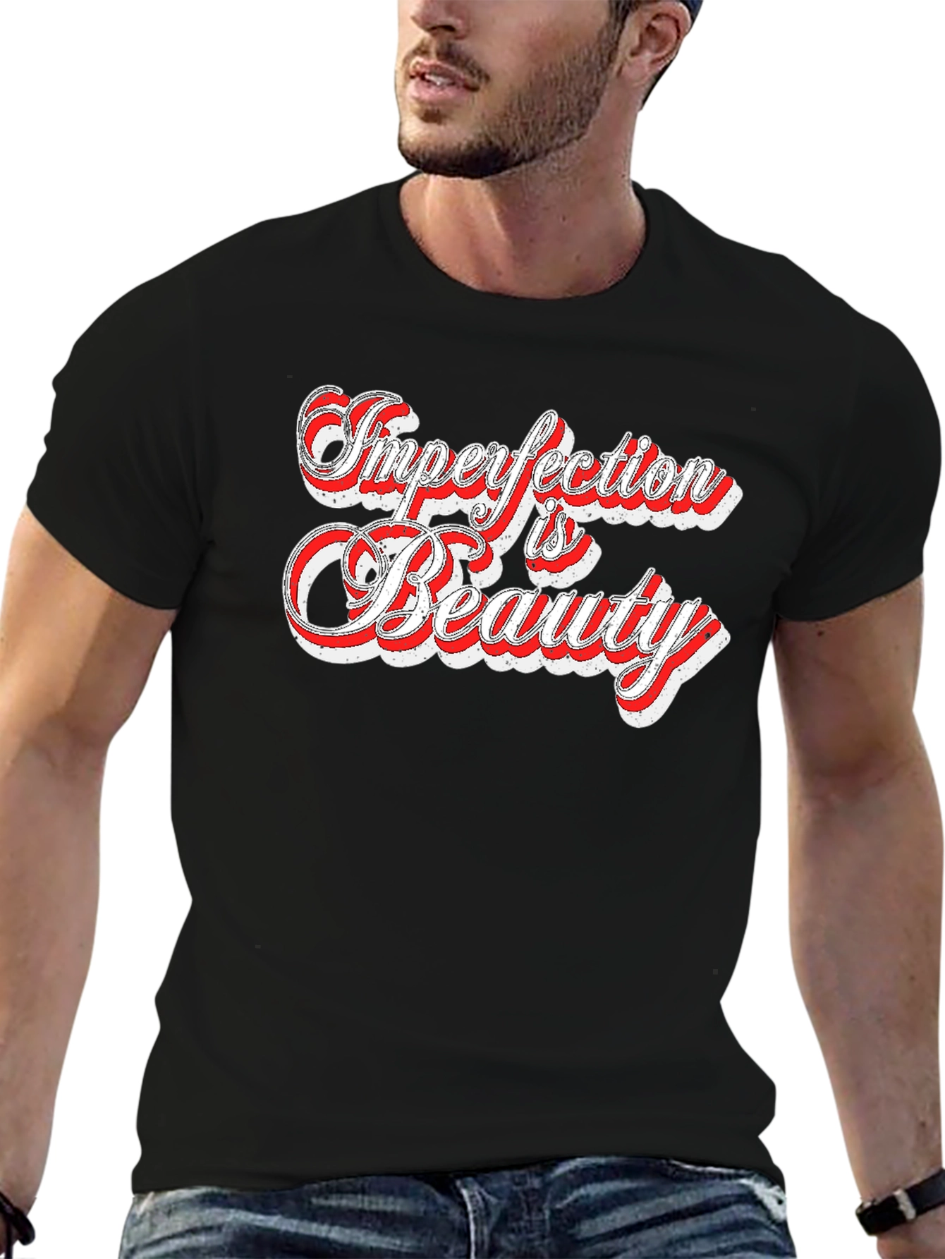 Black Imperfection is Beauty Graphic Tee - Black view 6