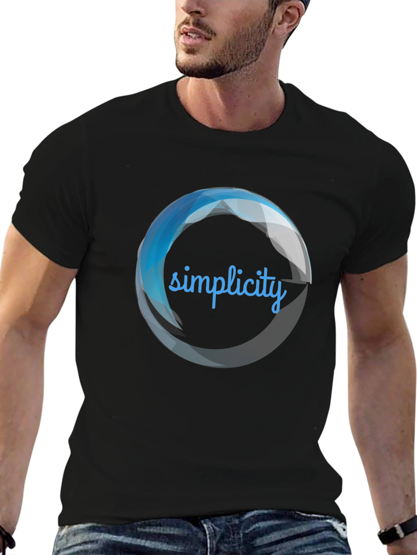 Black Simplicity Graphic Black T-Shirt for Men view 6