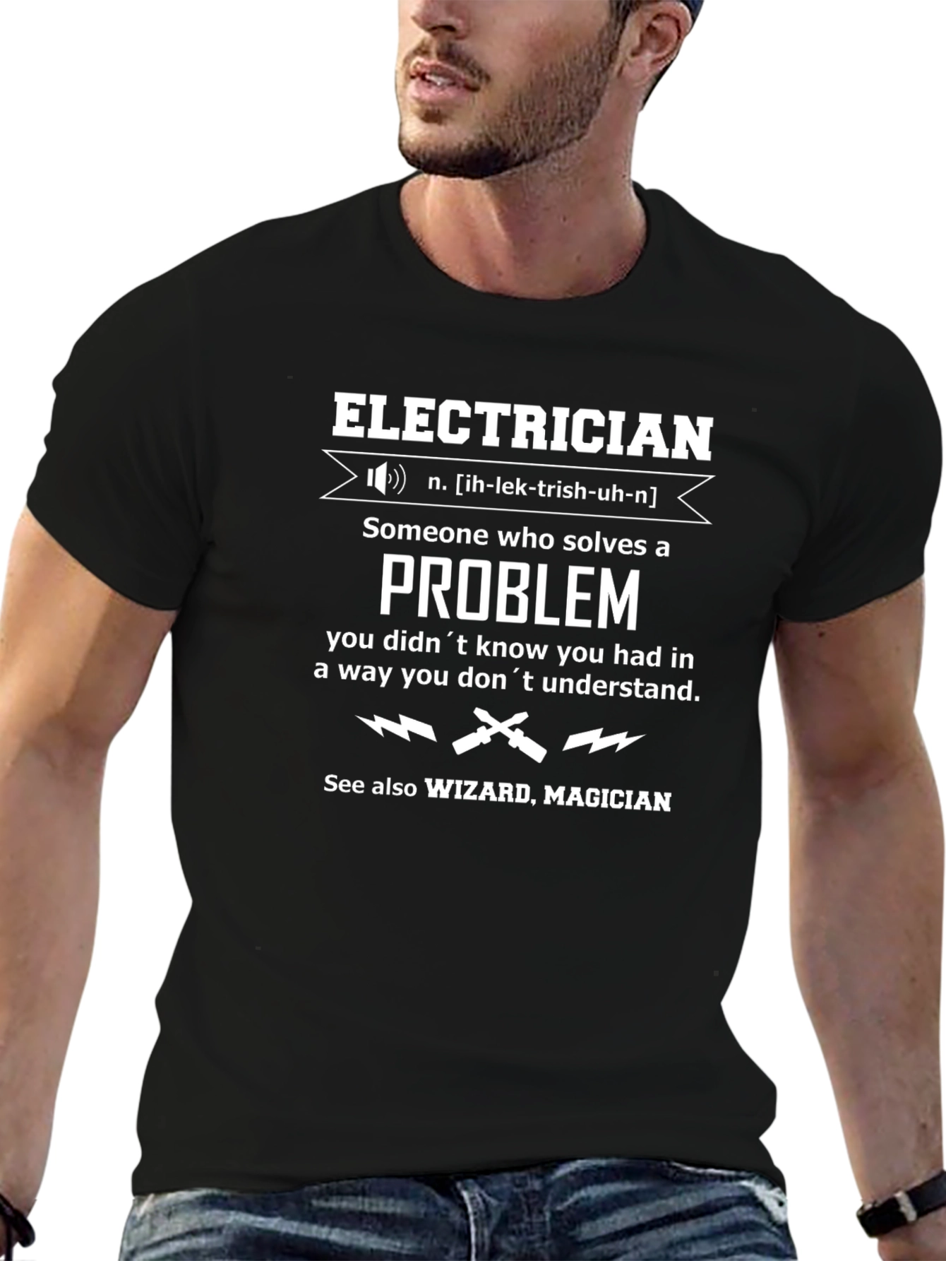 Black Electrician Definition T-Shirt - Funny Gift view 6