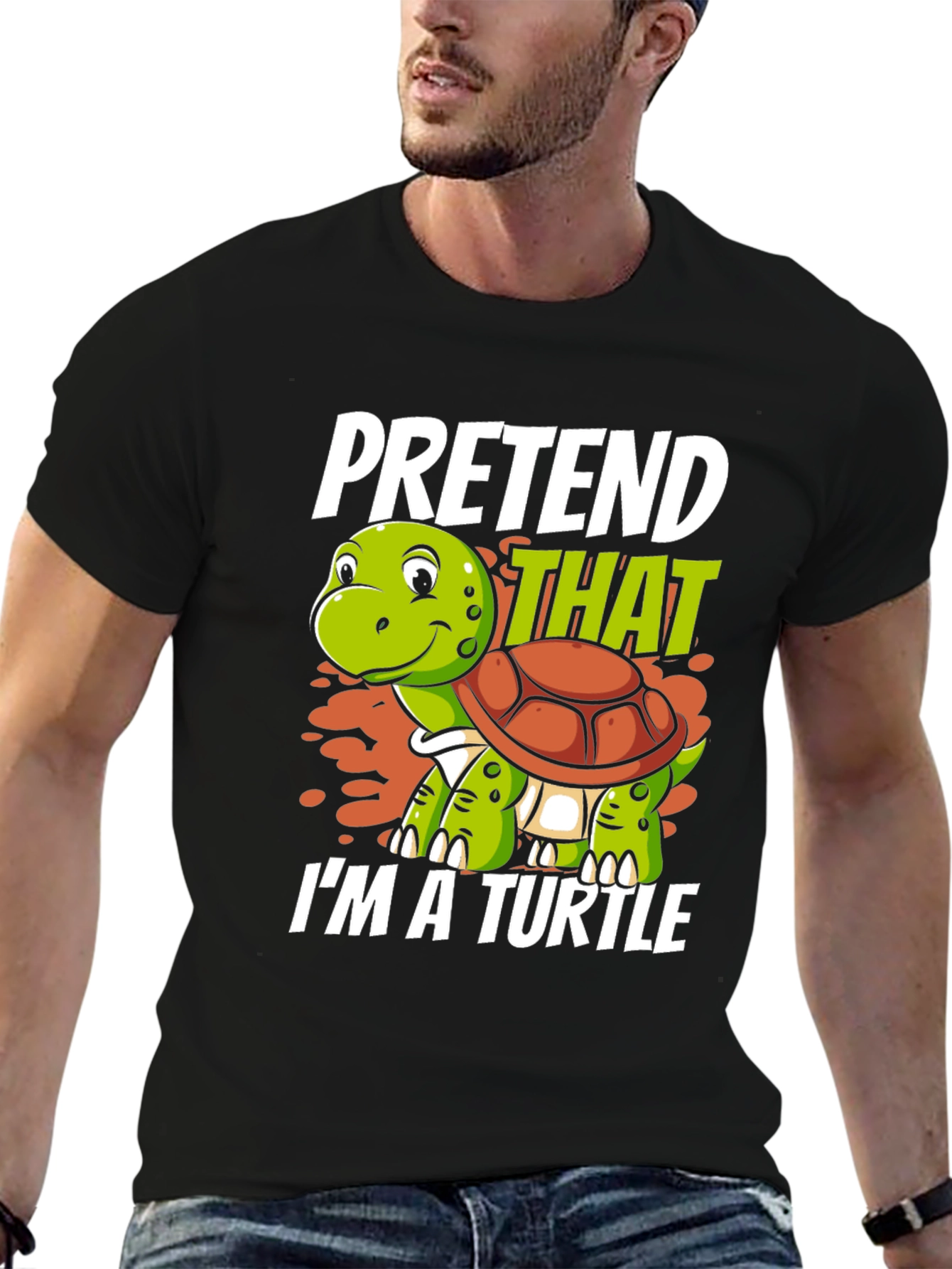 Black Pretend I'm a Turtle Graphic T-Shirt view 6