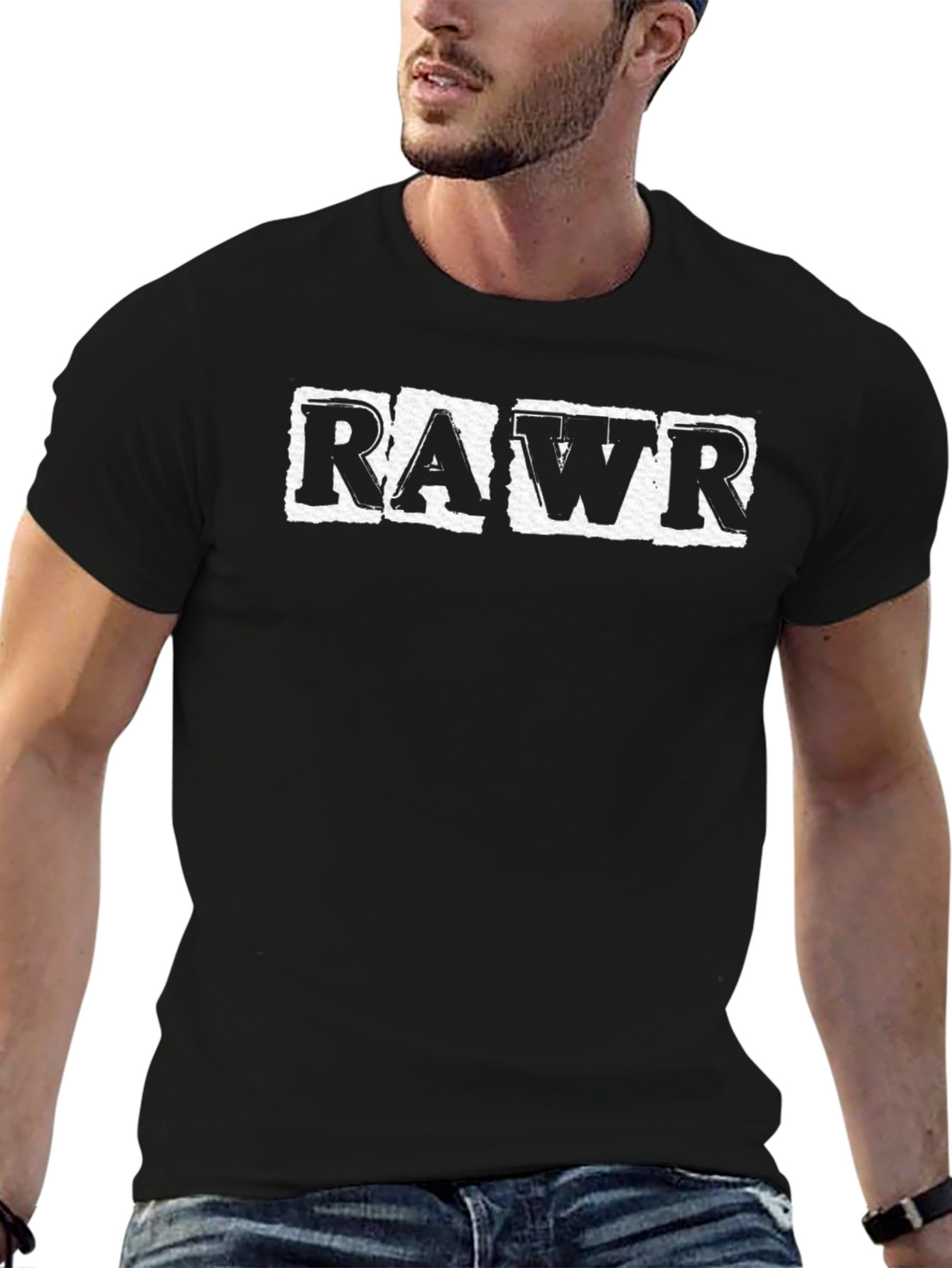 Black RAWR Graphic Tee - Funny Dinosaur Lover Shirt view 6