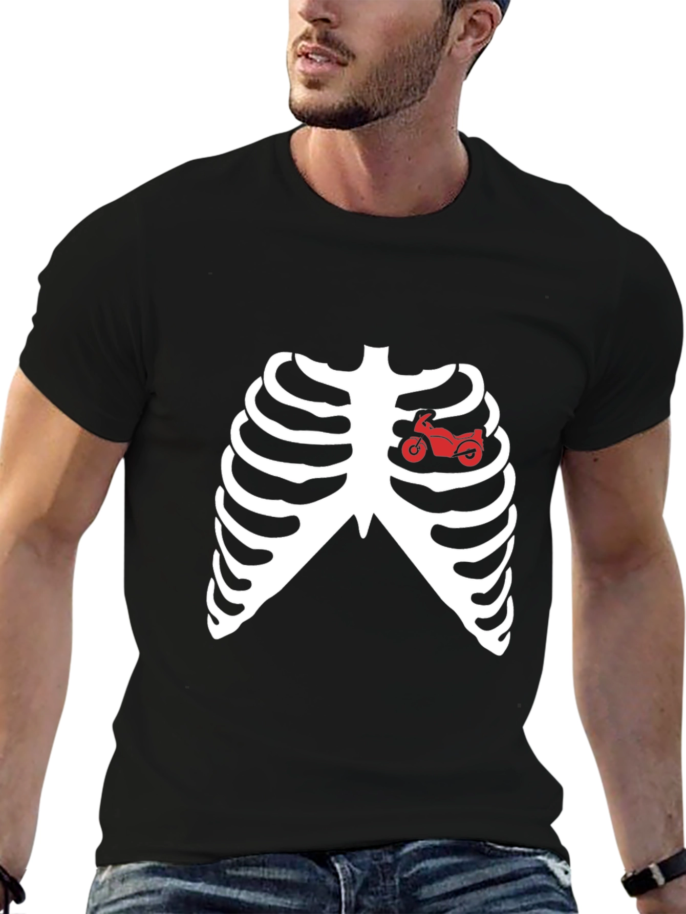 Black Motorcycle Heartbeat T-Shirt view 6