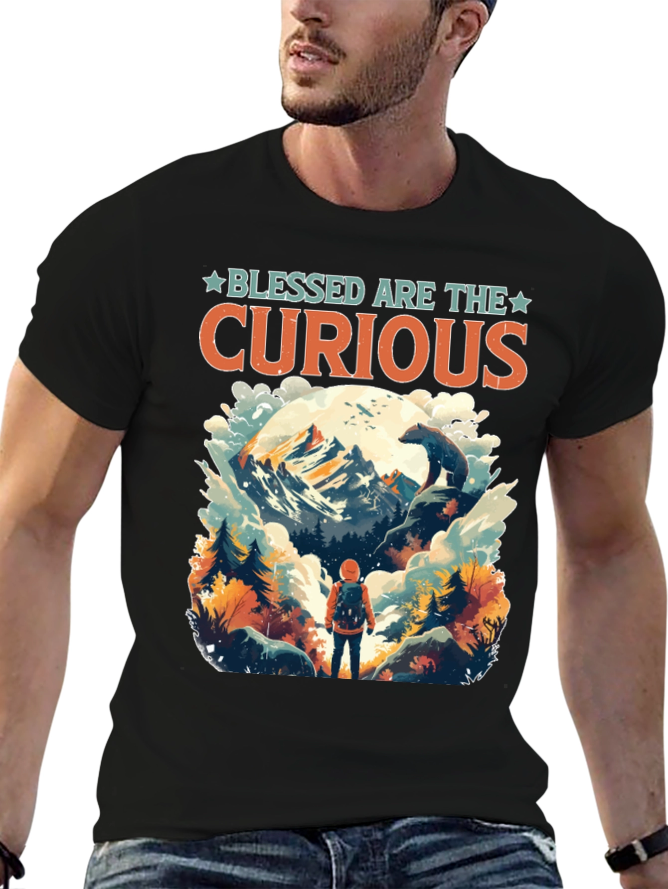 Black Blessed Are The Curious Adventure Tee view 6