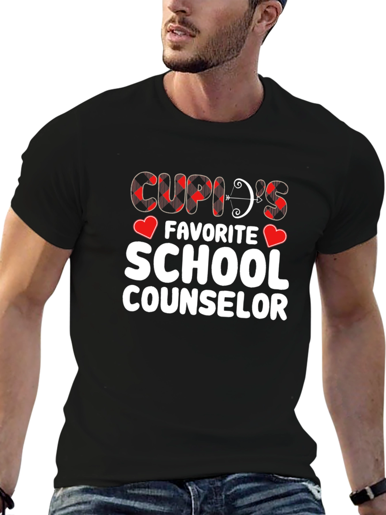 Black Cupid's Favorite School Counselor T-Shirt view 6