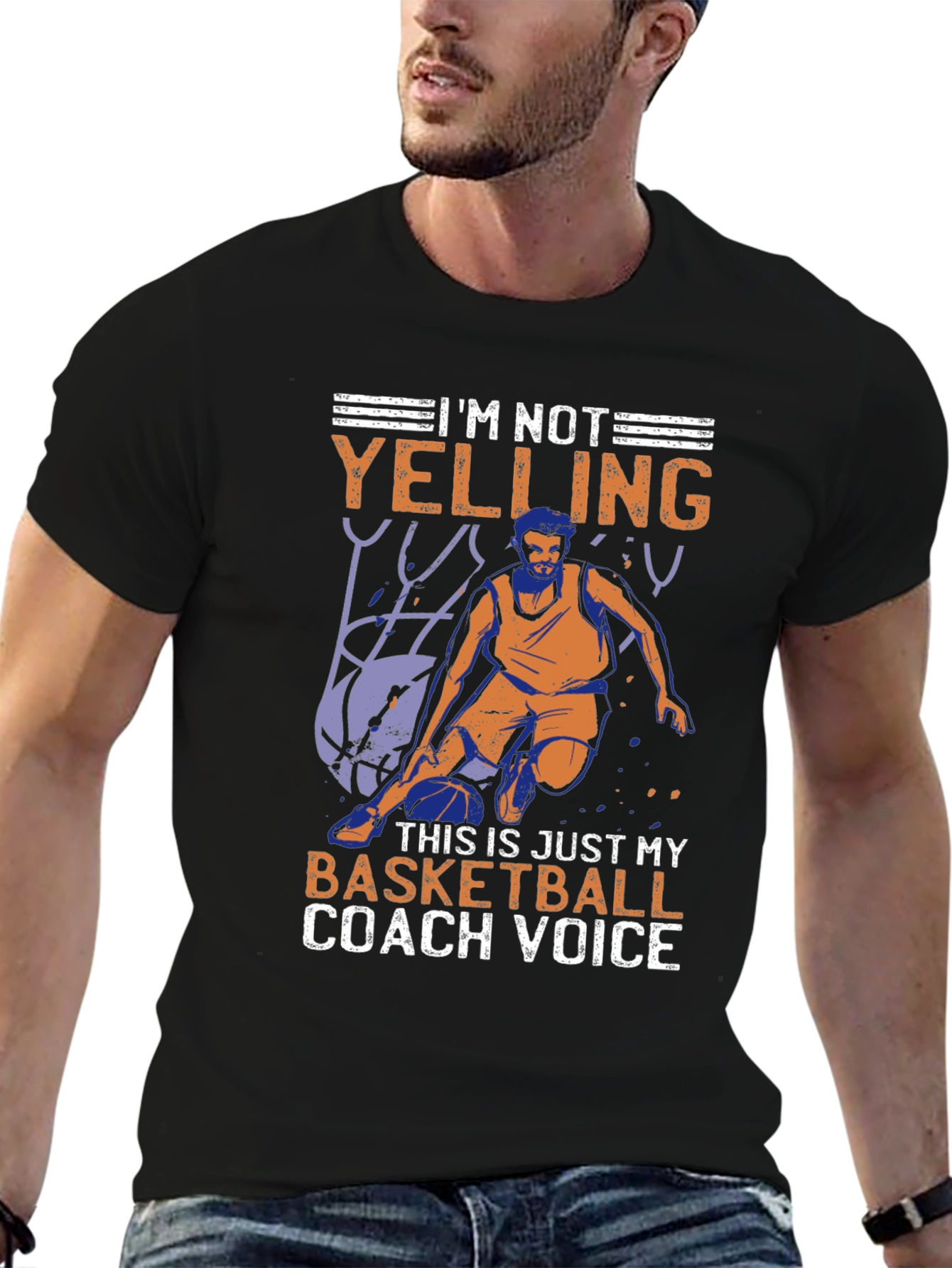 Black Basketball Coach Voice Graphic T-Shirt view 6