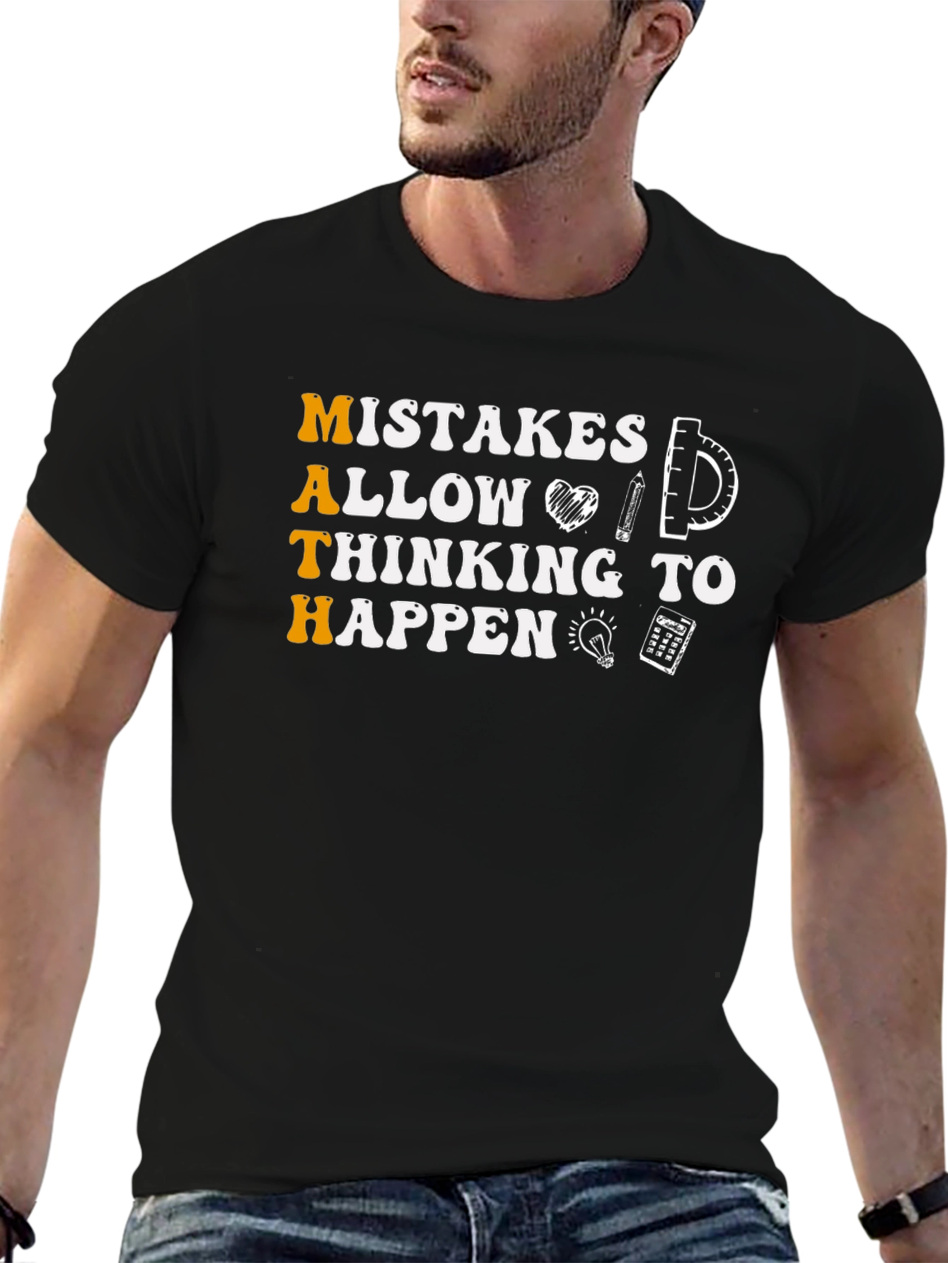 Black Math Mistakes Allow Thinking To Happen Black T-Shirt view 6