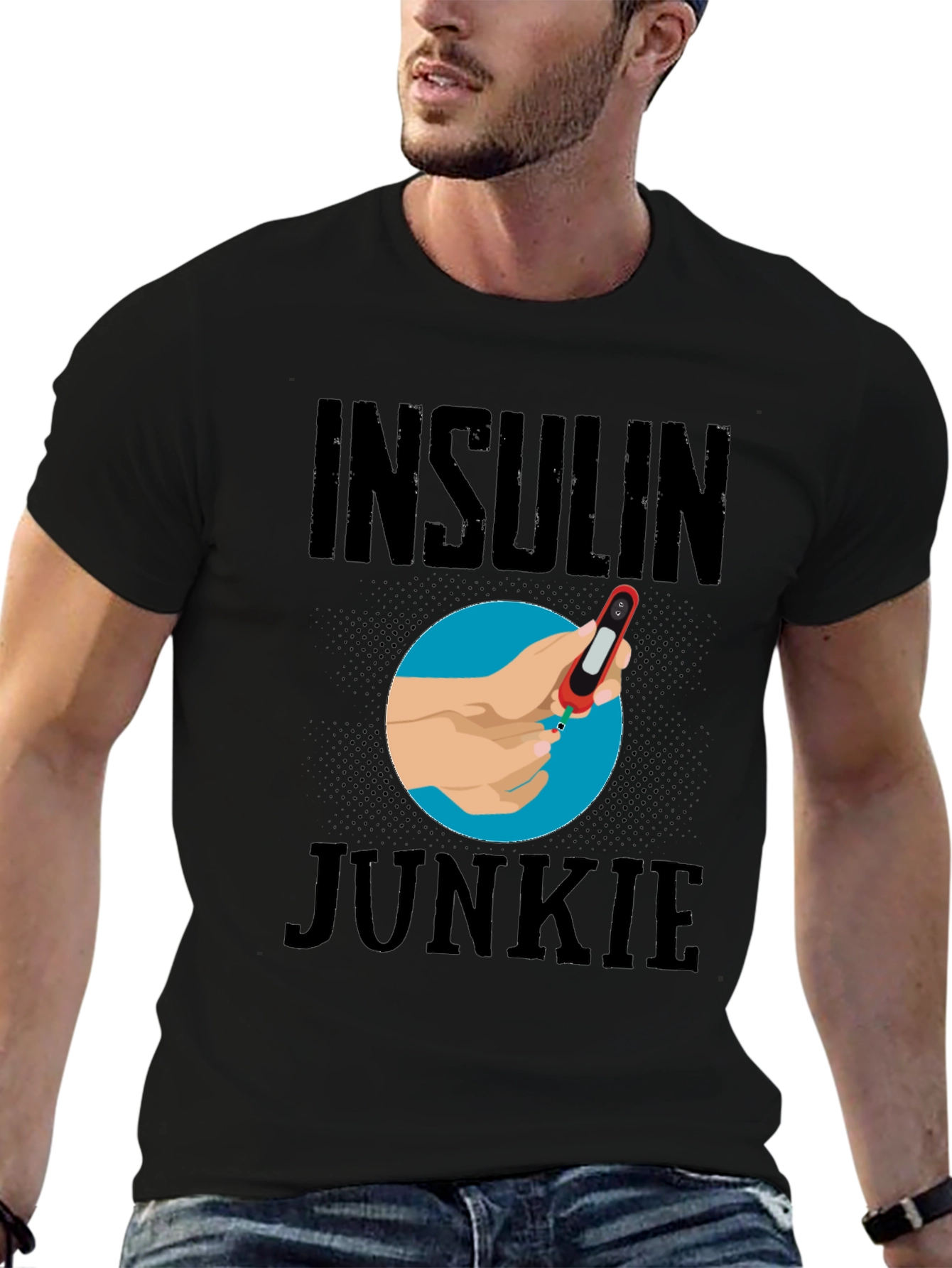 Black Insulin Junkie Graphic T-Shirt view 6