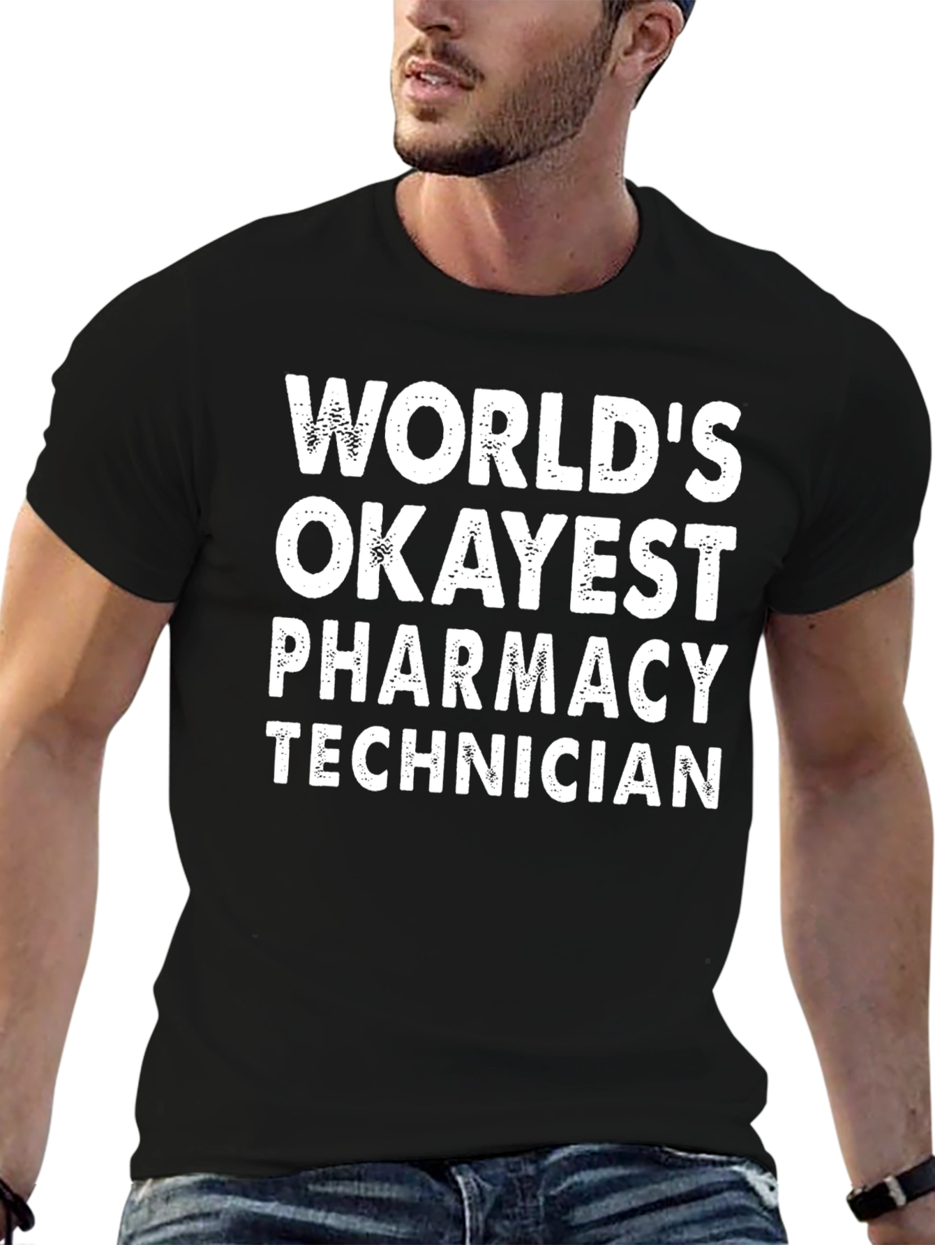 Black Pharmacy Technician T-Shirt - World's Okayest view 6
