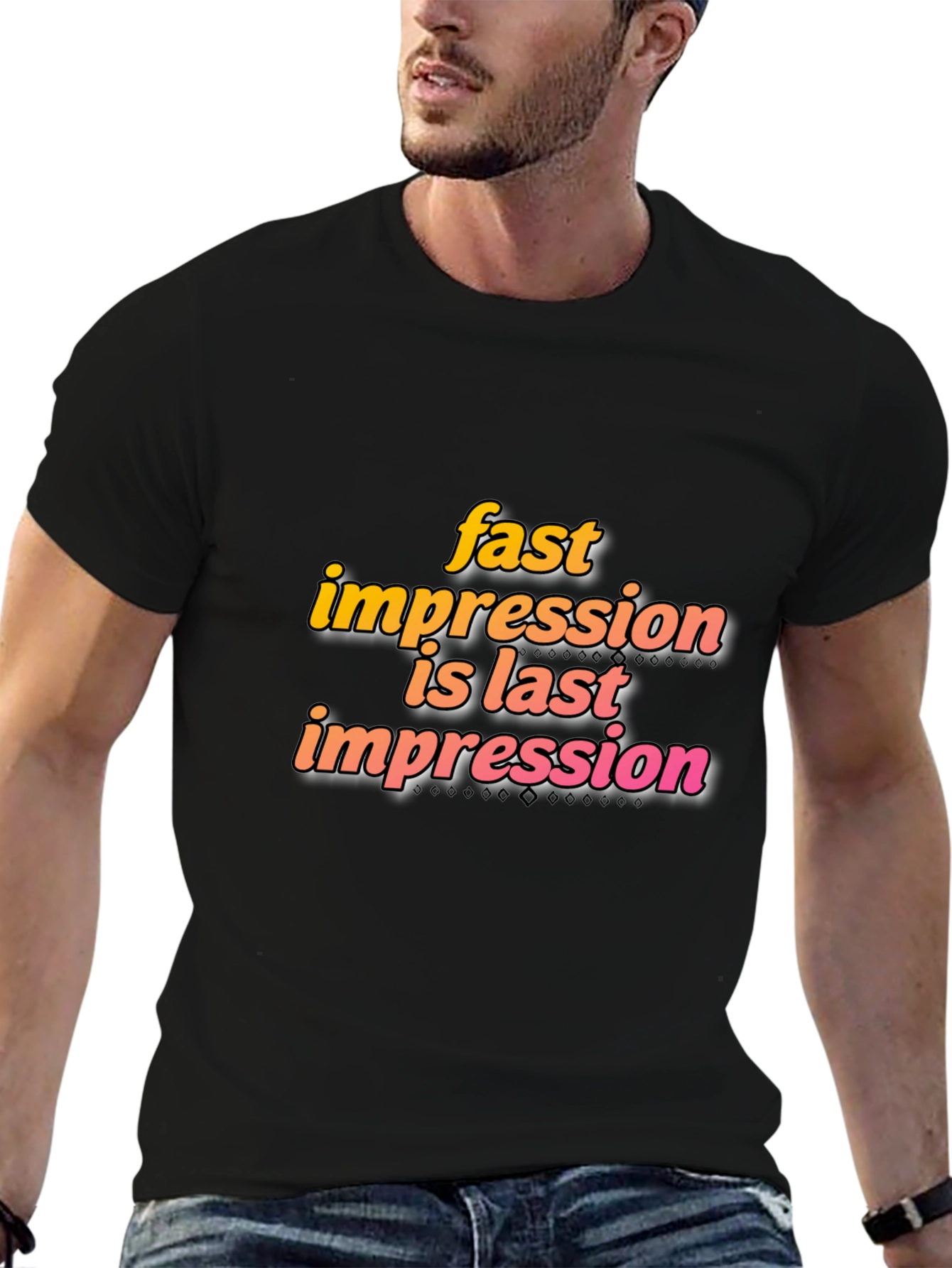Black Fast Impression Tee - Stylish Black Cotton Blend T-Shirt view 6