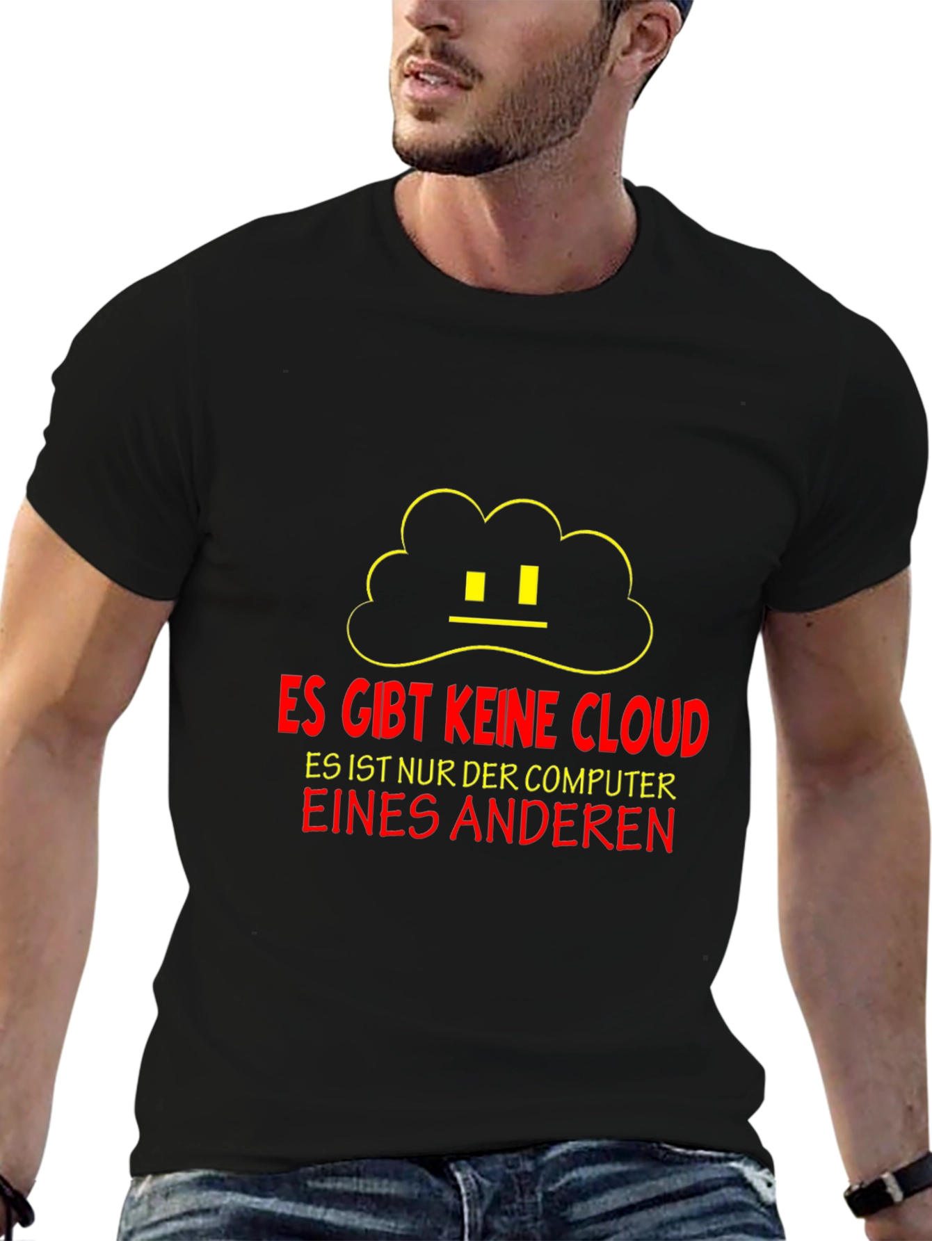 Black Funny Cloud Tech T-Shirt - No Cloud Just Another Computer view 6