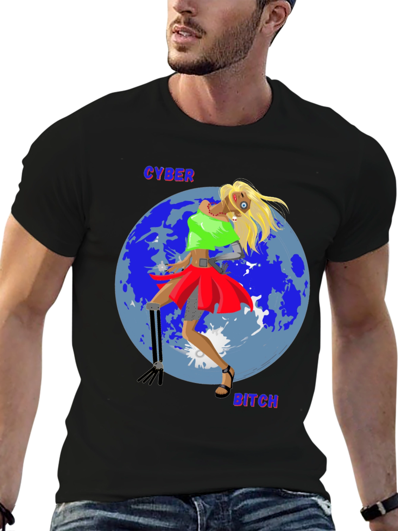 Black Cyber Bitch T-Shirt - Unique Graphic Tee view 6