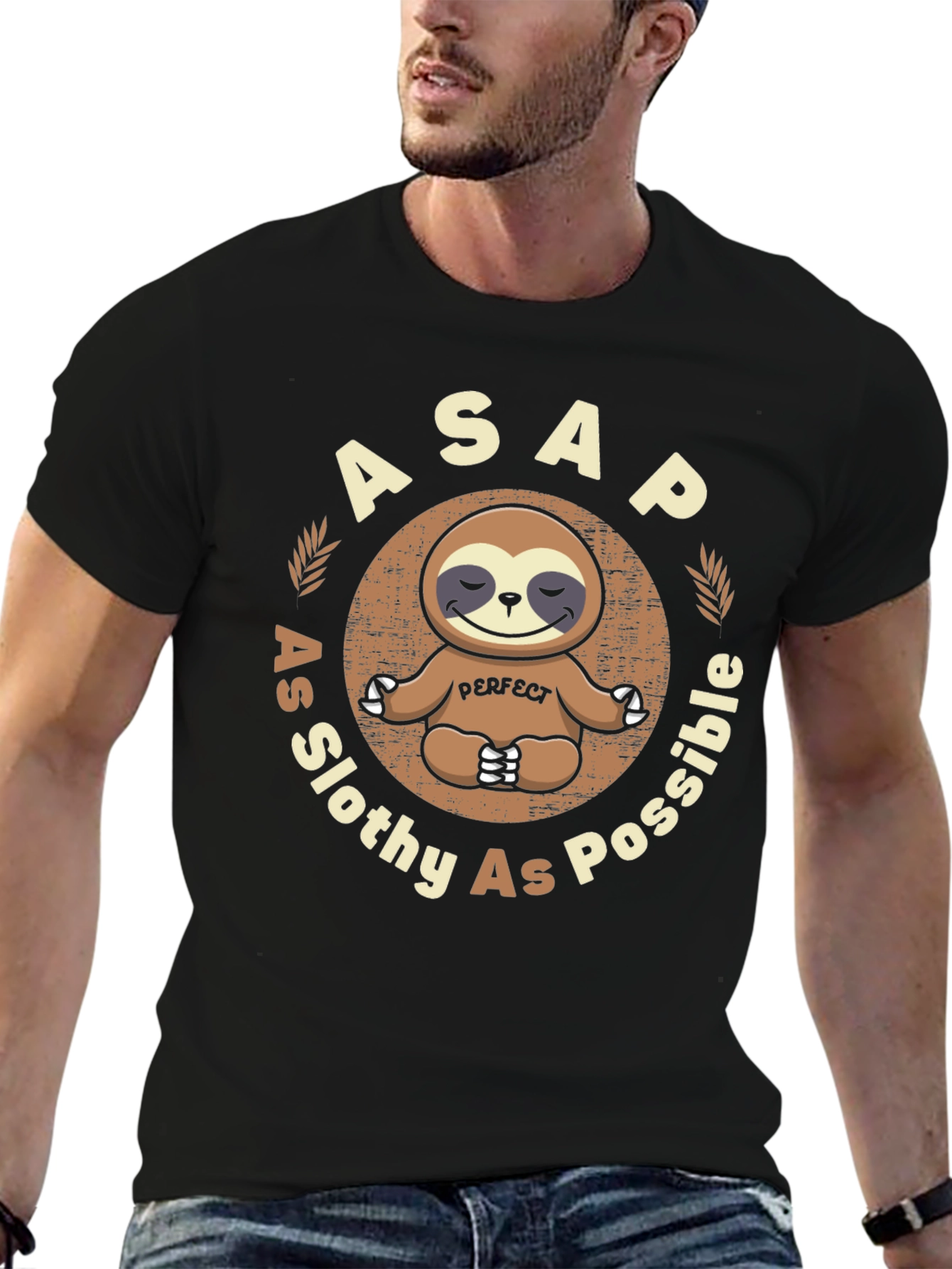 Black ASAP As Slothy As Possible T-Shirt view 6