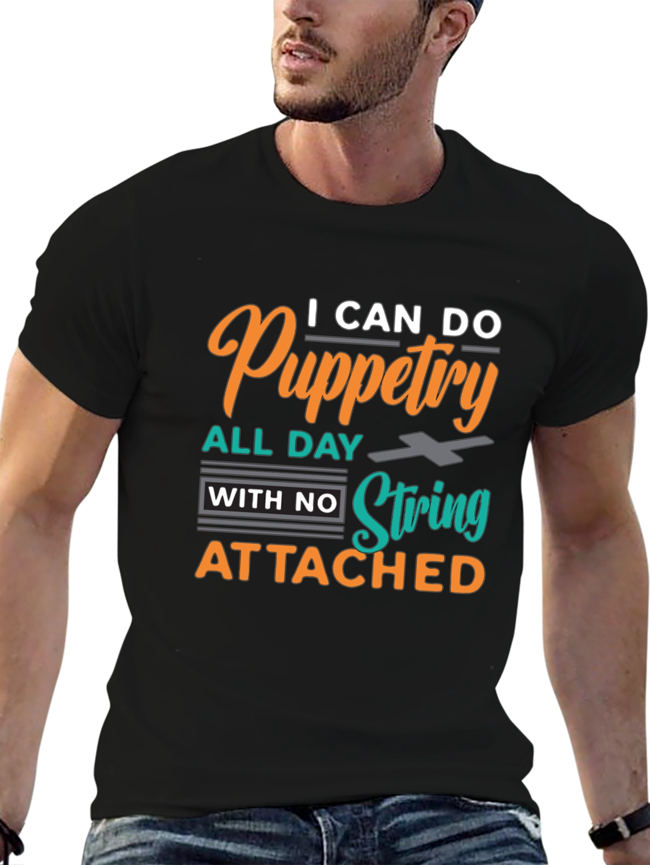 Black Puppetry T-Shirt: I Can Do Puppetry All Day view 6