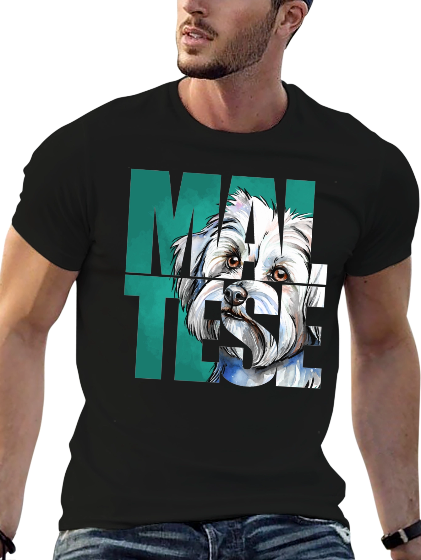 Black Maltese Dog Graphic Print T-Shirt - Cool Dog Lover Tee view 6