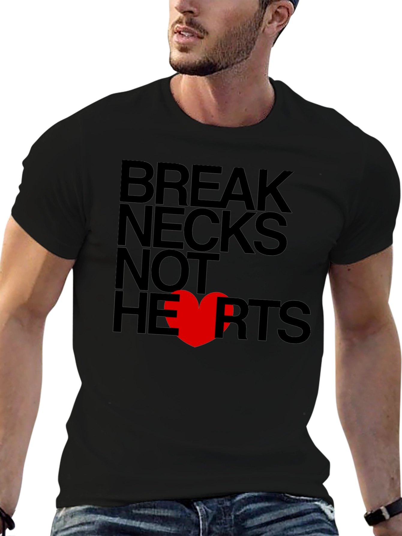 Black Break Necks Not Hearts Graphic T-Shirt view 6