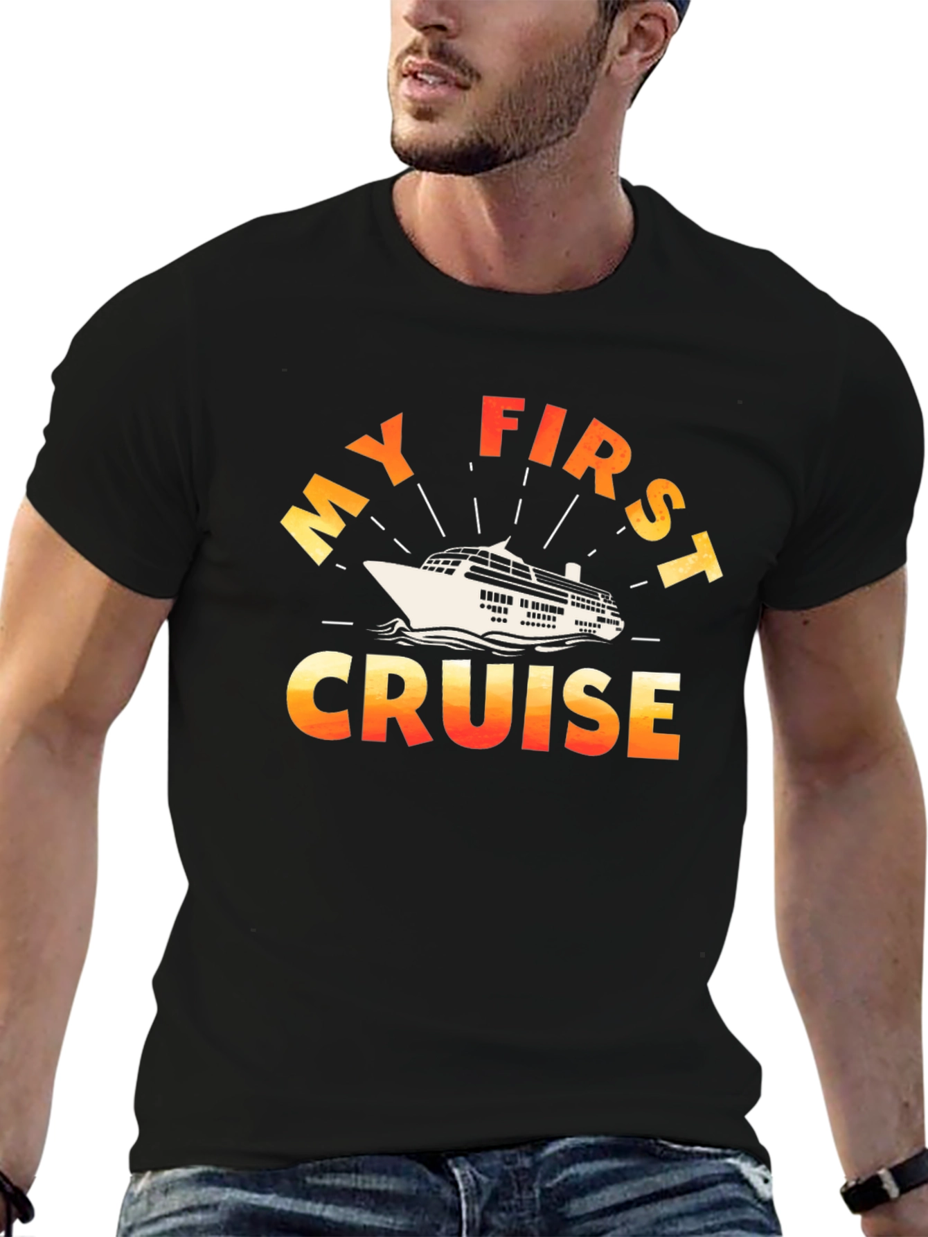 Black My First Cruise Graphic T-Shirt - Vacation Souvenir view 6