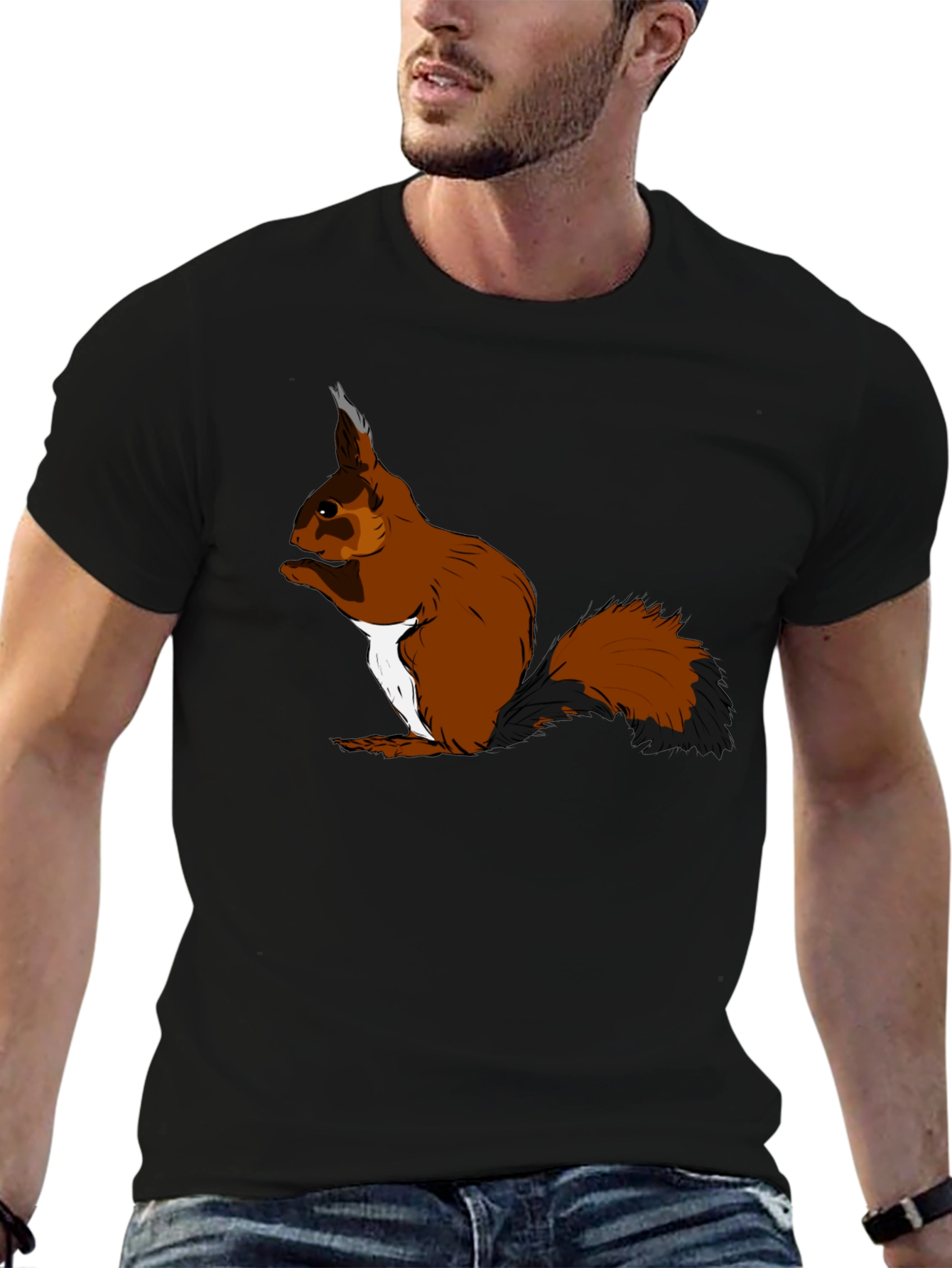 Black Squirrel Graphic T-Shirt - Black Cotton Tee view 6