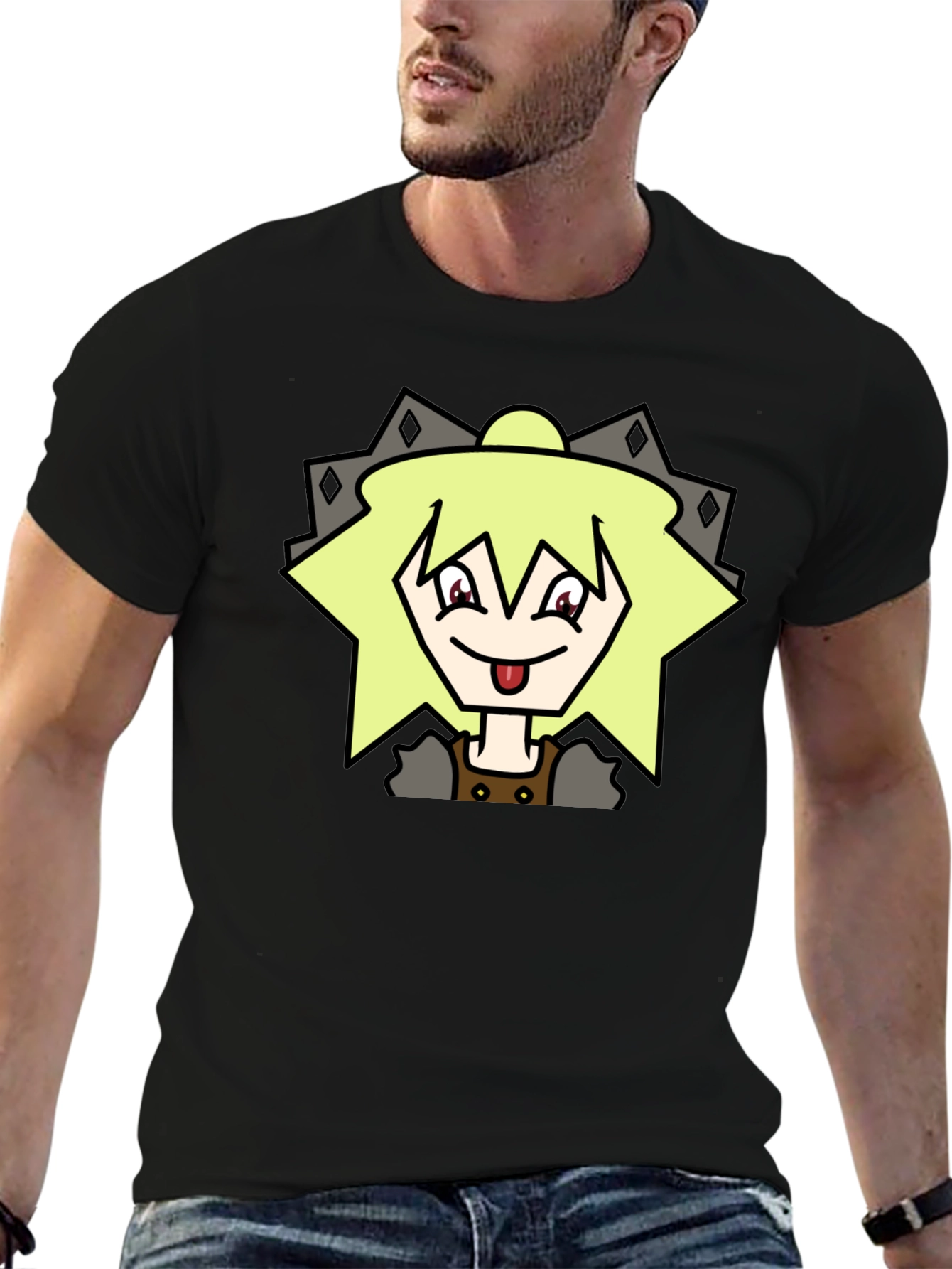 Black Anime Character Graphic Tee - Black T-Shirt view 6
