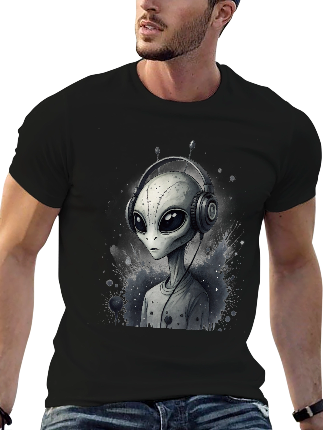 Black Alien DJ Graphic Tee - Black view 6