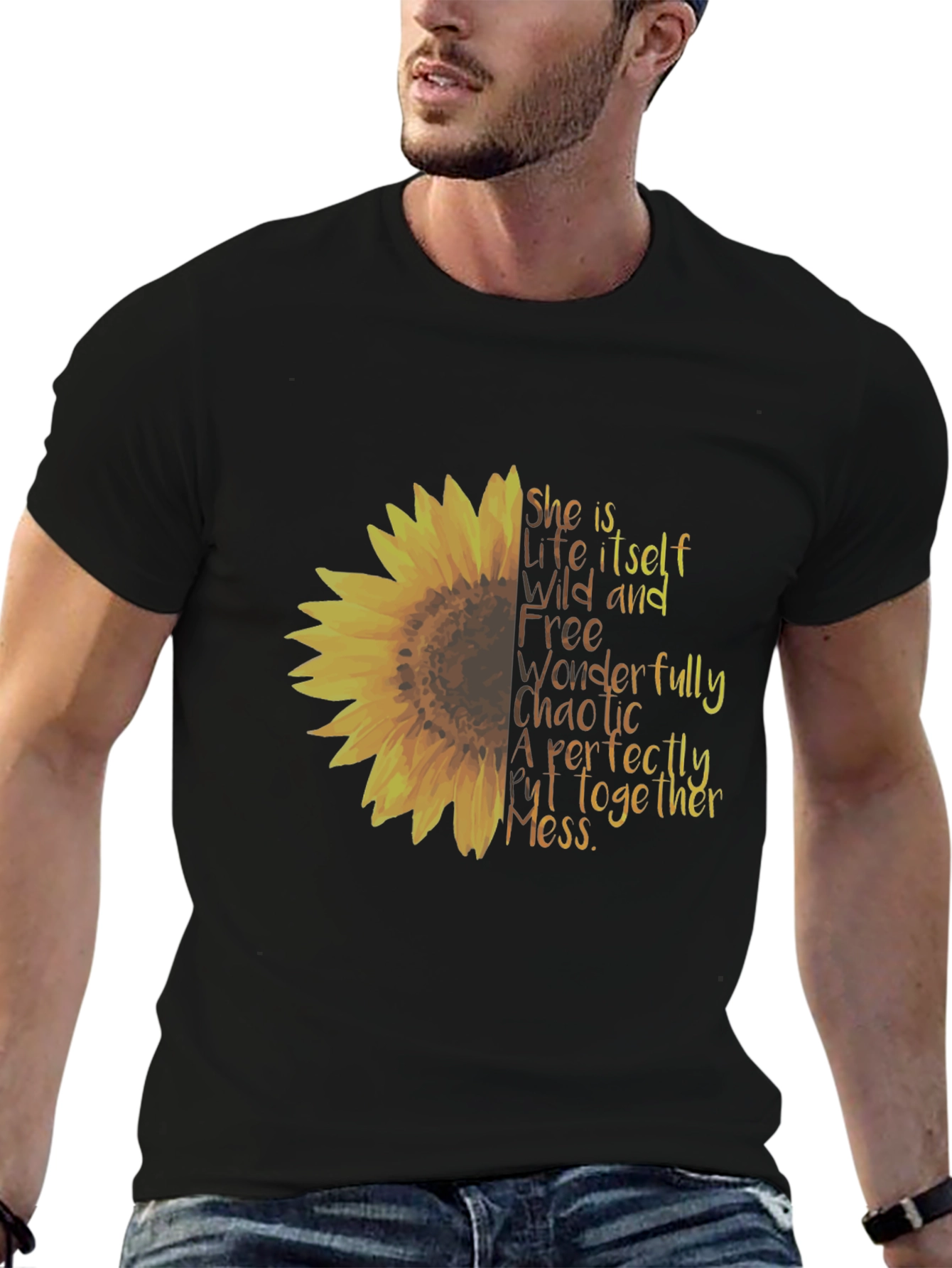 Black Sunflower Graphic Tee - Perfectly Chaotic Mess Shirt view 6