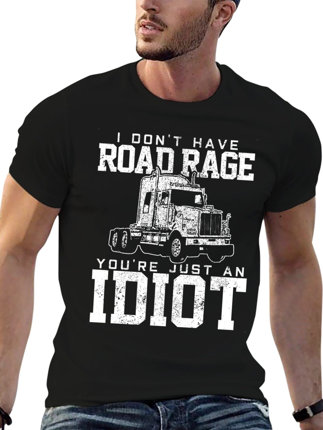 Black Road Rage Trucker Graphic Tee - Black Cotton Blend view 6