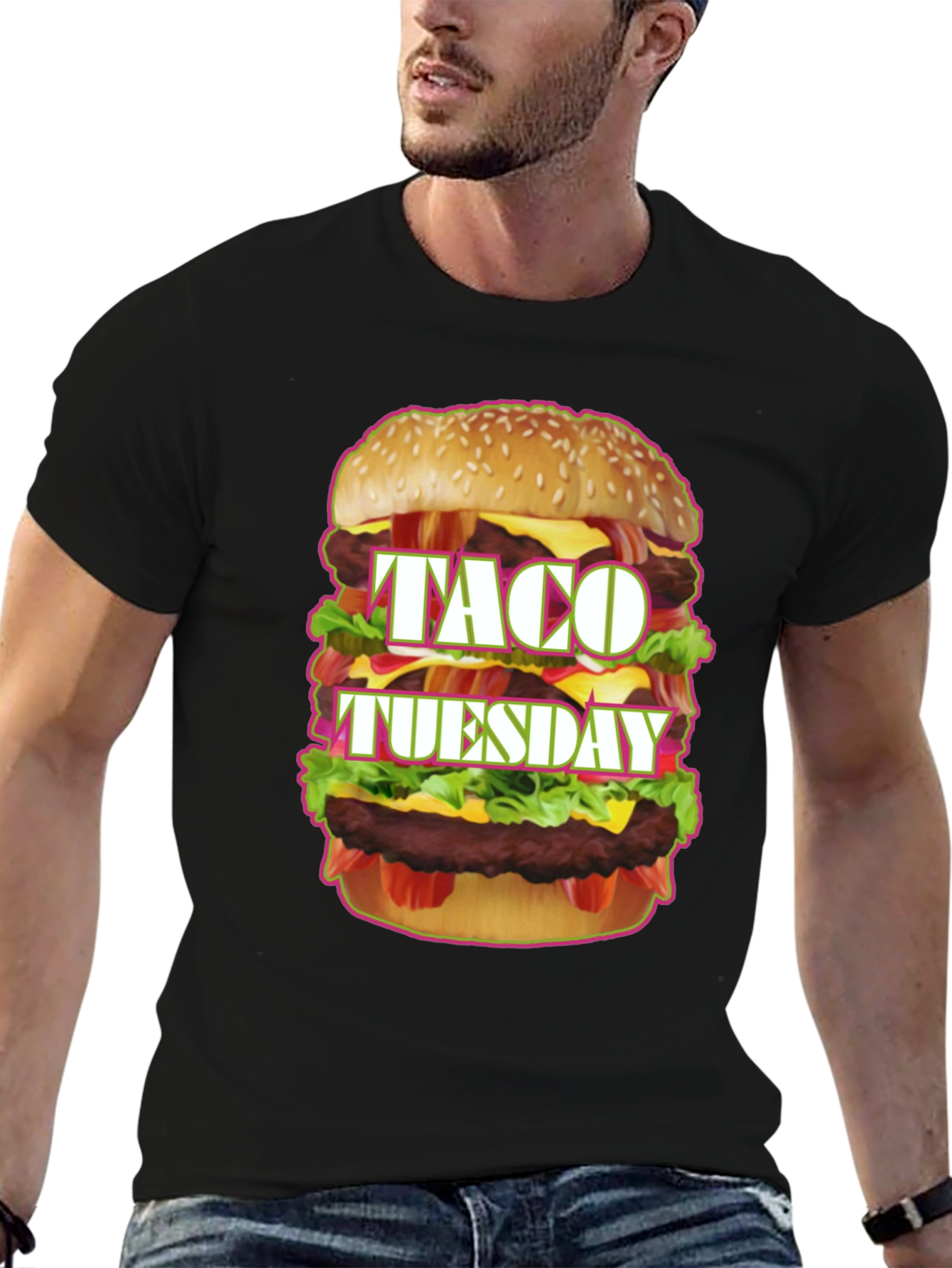 Black Taco Tuesday Burger Graphic Tee view 6