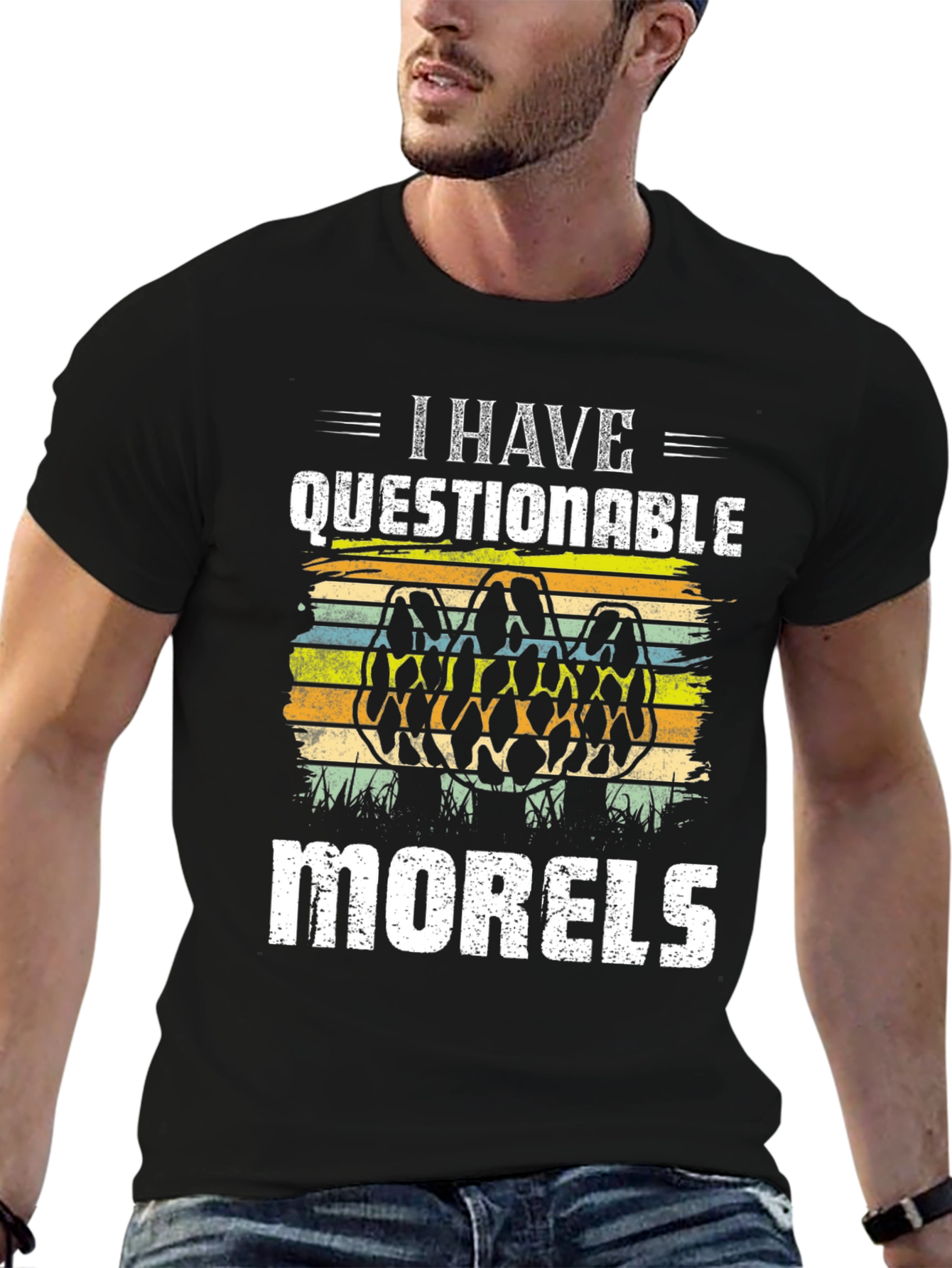 I Have Questionable Morels Funny Morel Mushroom Hunter T-Shirt - 6