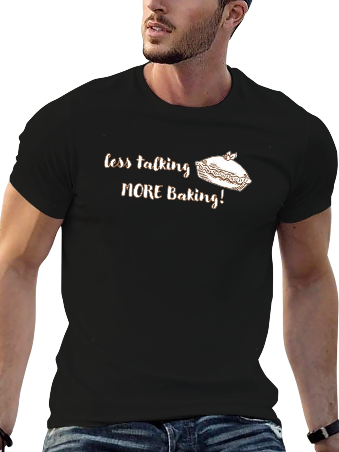 Black Less Talking More Baking Graphic Tee view 6
