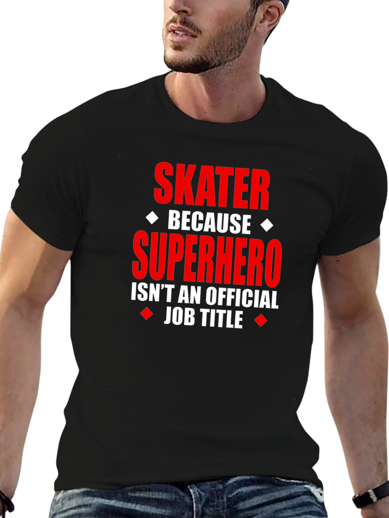 Black Skater Superhero Graphic Tee - Funny Novelty T-Shirt view 6