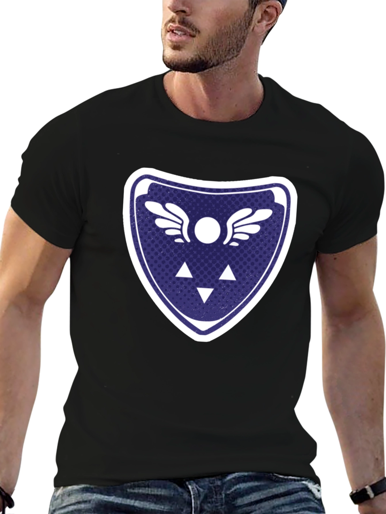 Black Mystic Shield Graphic Tee - Gamer Inspired Design view 6