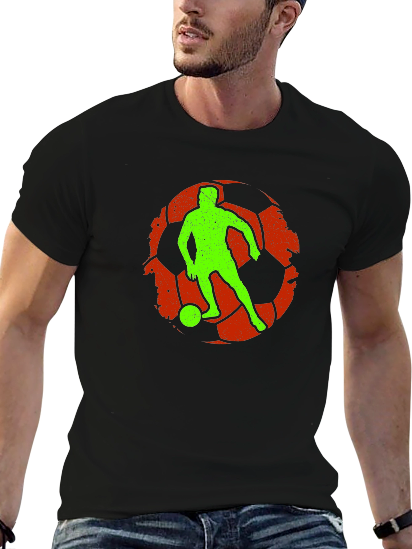 Black Soccer Player Graphic Tee view 6