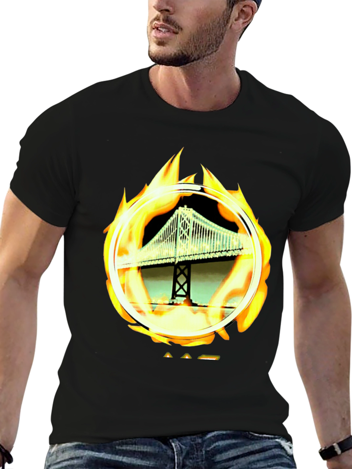 Black Bridge on Fire Graphic Tee - Classic Black view 6