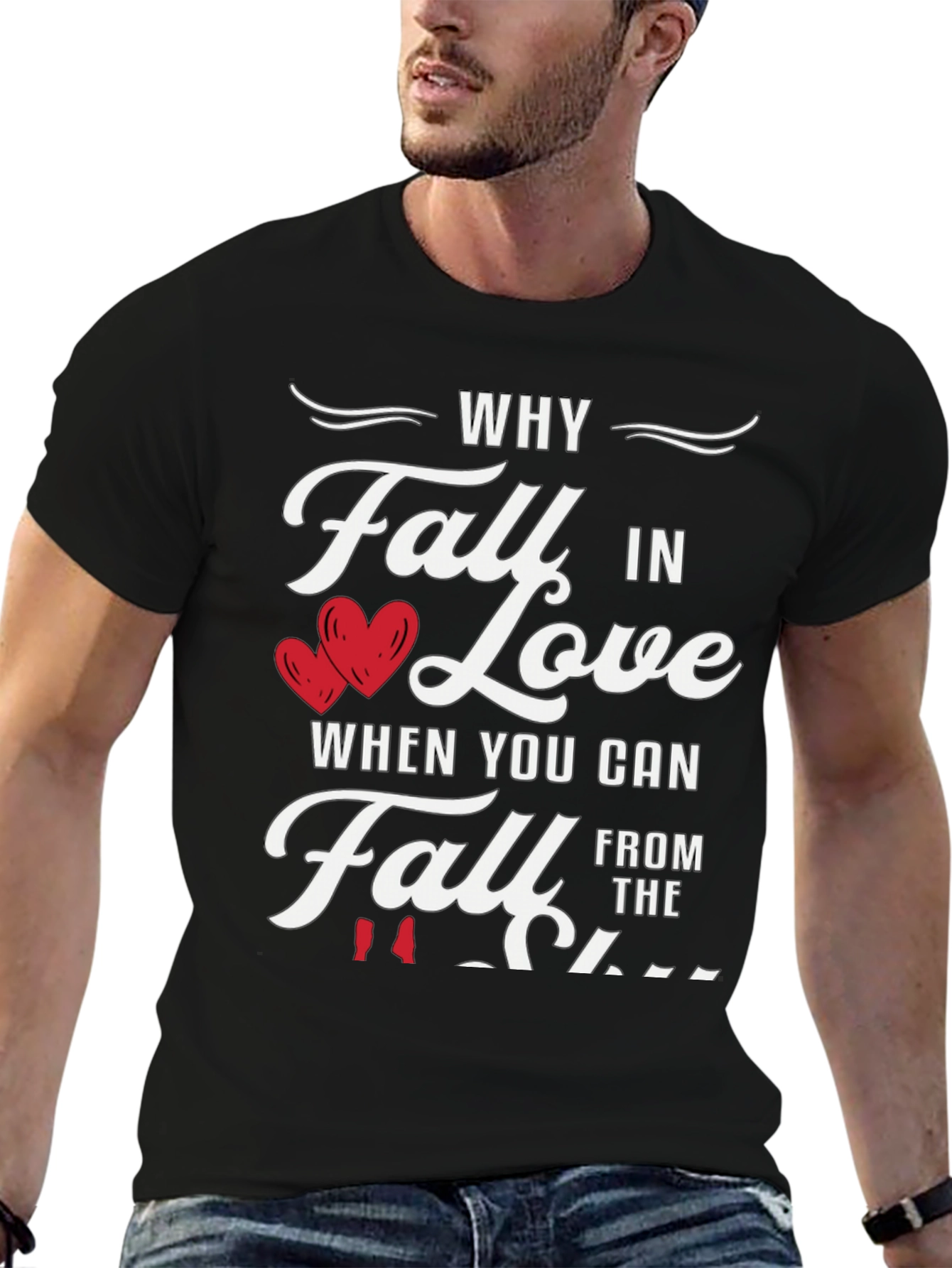 Black Why Fall in Love Funny Graphic Tee view 6